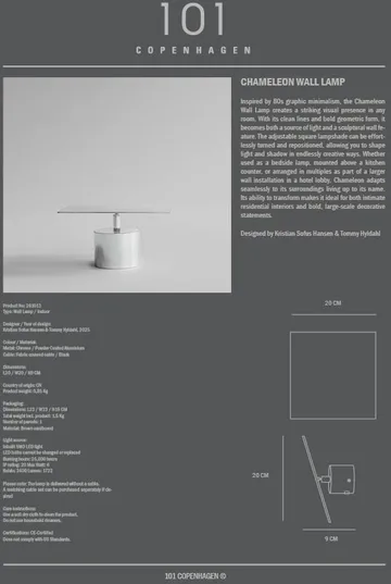 Chameleon επιτοίχιο φωτιστικό - Chrome - 101 Copenhagen