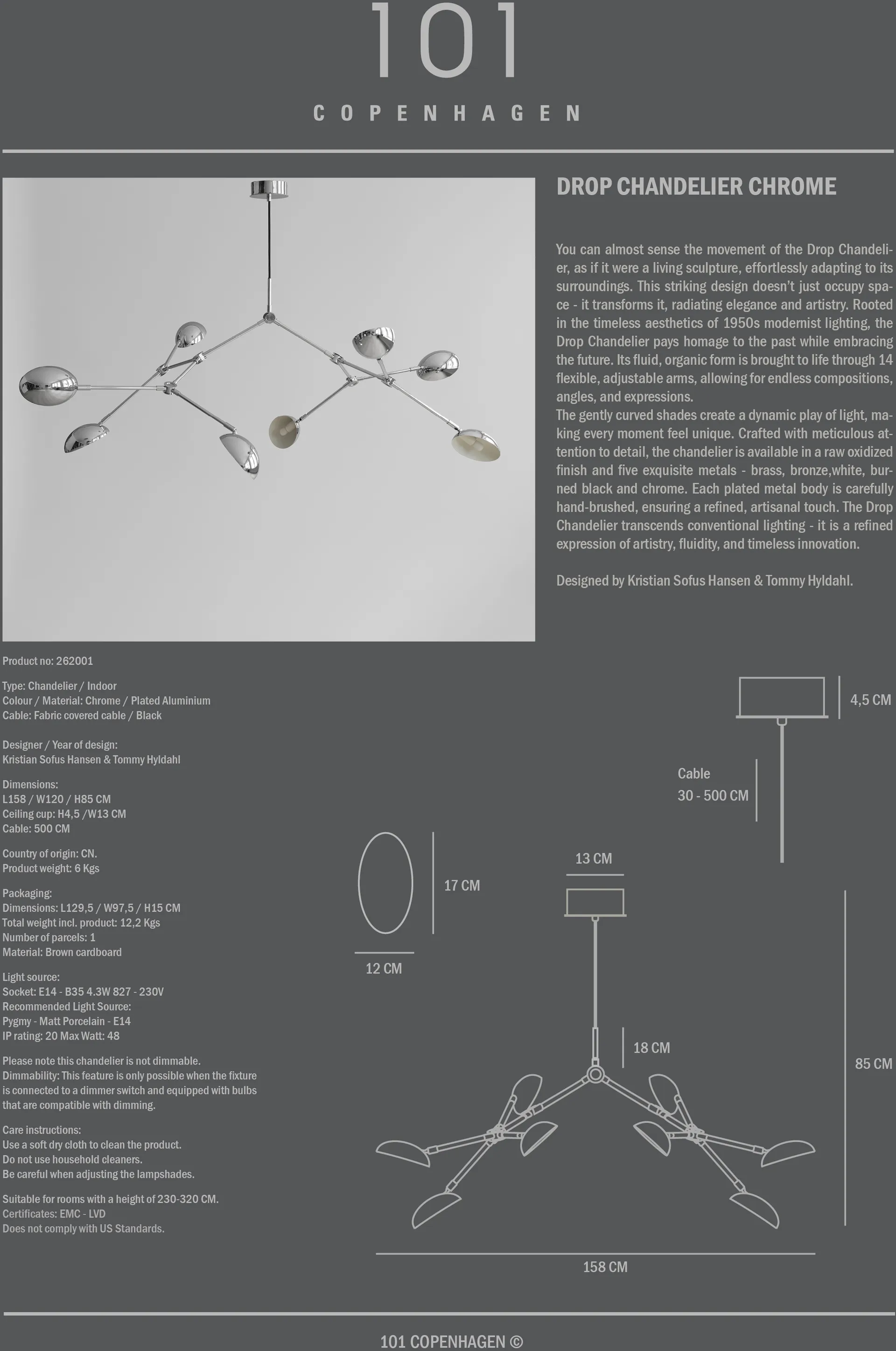 Πολυέλαιος Drop, Chrome 101 Copenhagen