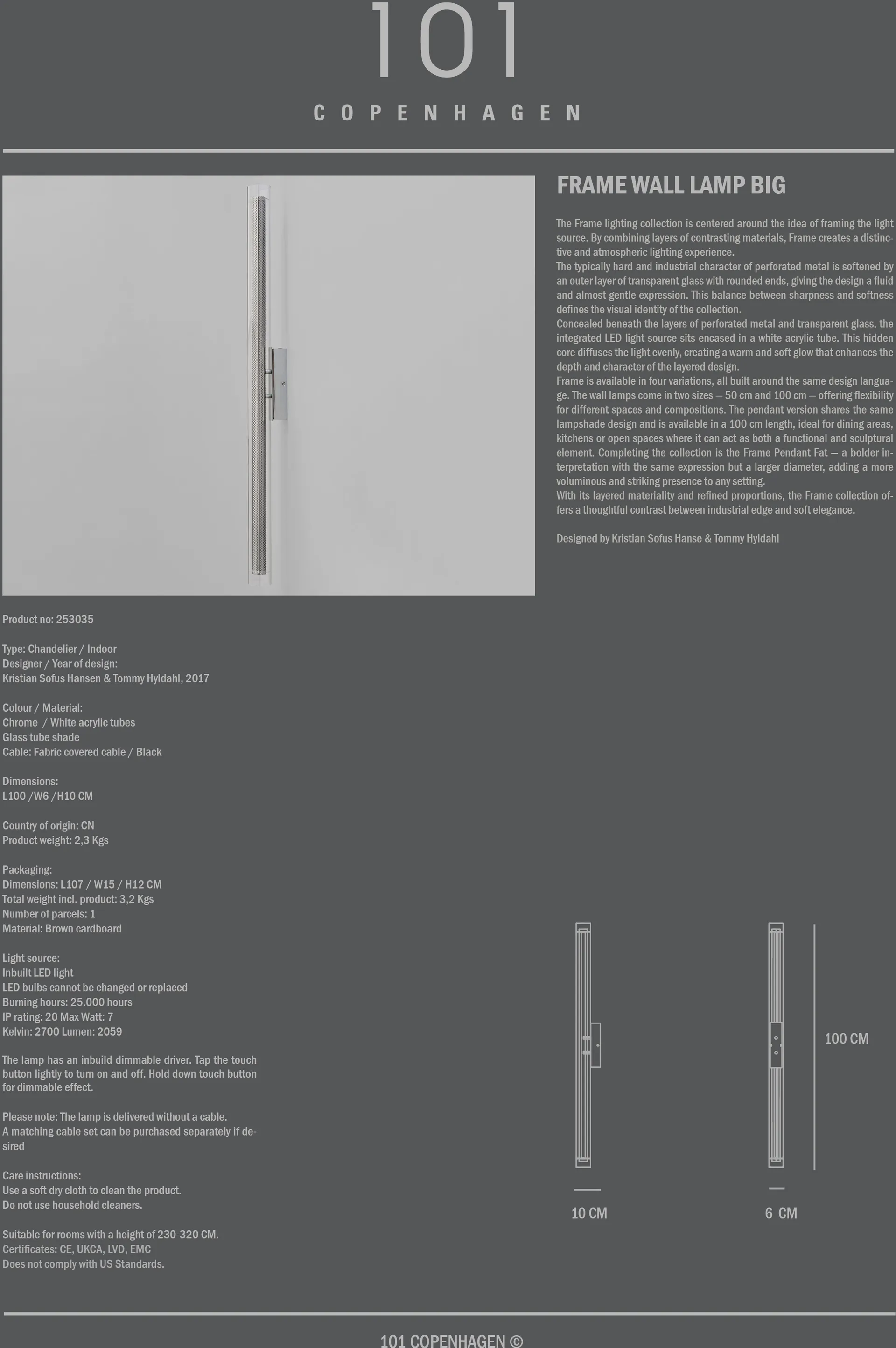 Frame απλίκα τοίχου big, Chrome 101 Copenhagen