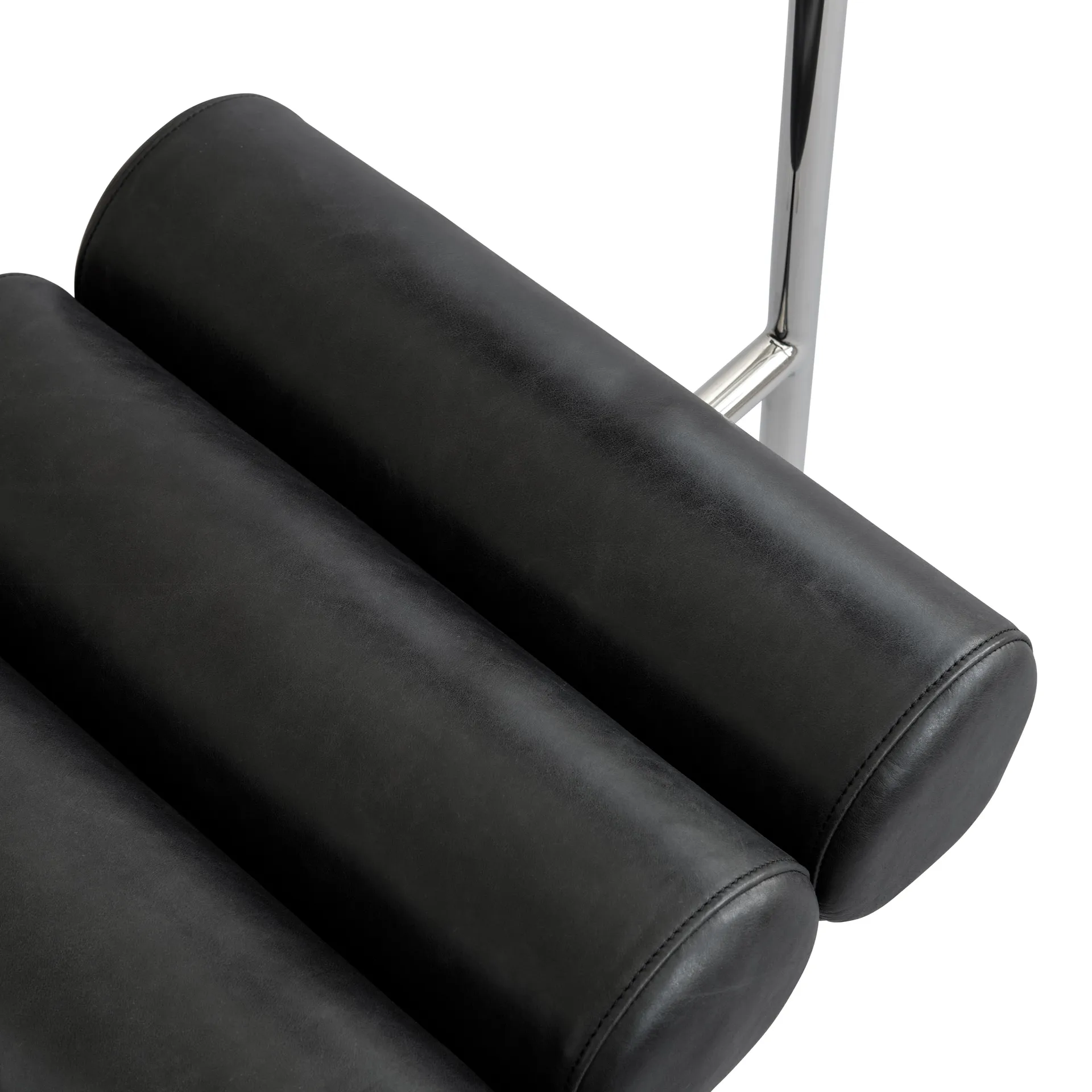 Hiro καρέκλα τραπεζαρίας, Stainless steel-aniline leather black 101 Copenhagen