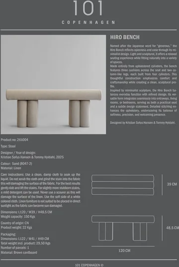 Hiro καθιστικό παγκάκι - Λινάρι - 101 Copenhagen