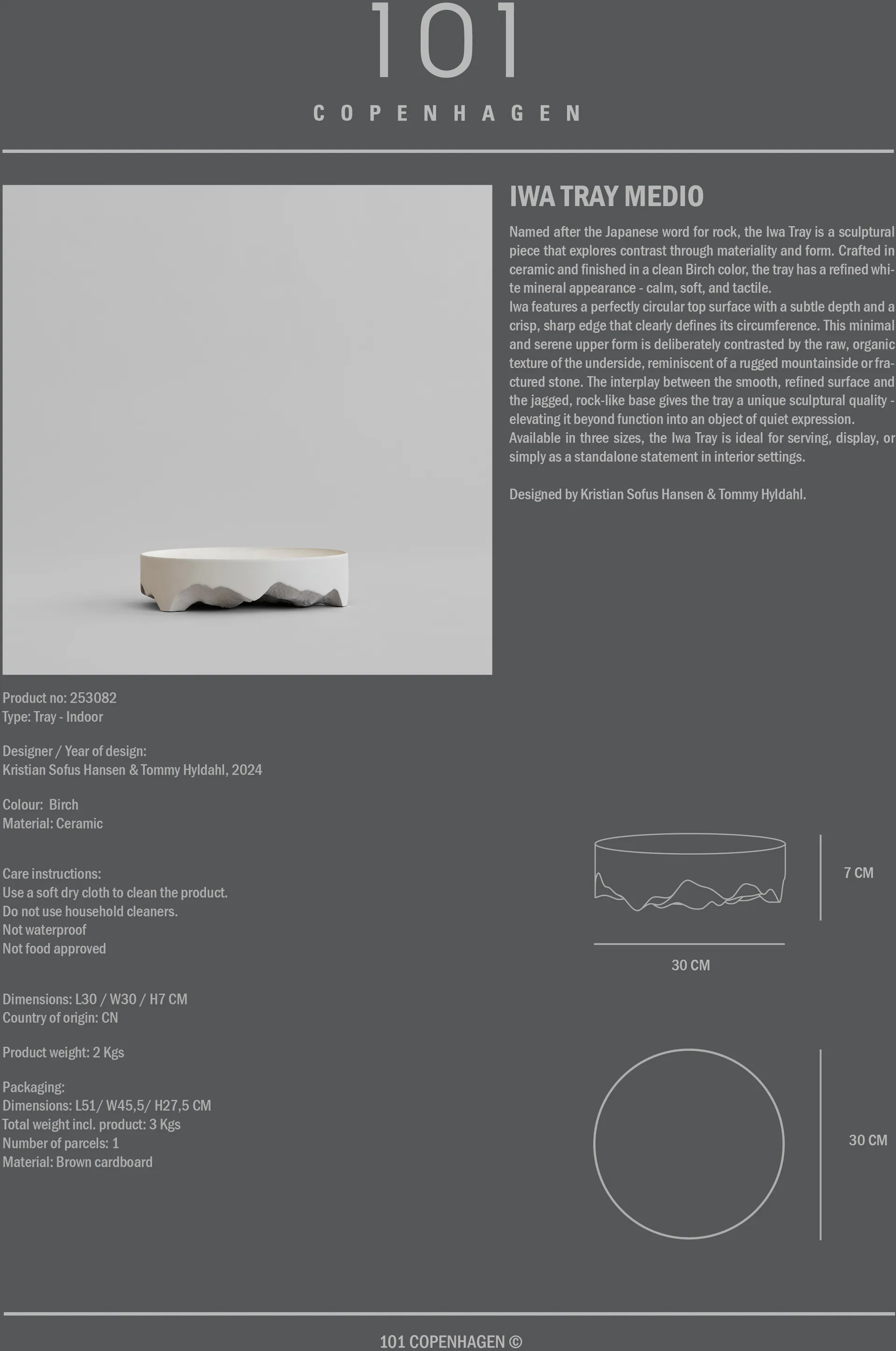 Iwa δίσκος διακόσμησης, Birch, Ø30 101 Copenhagen