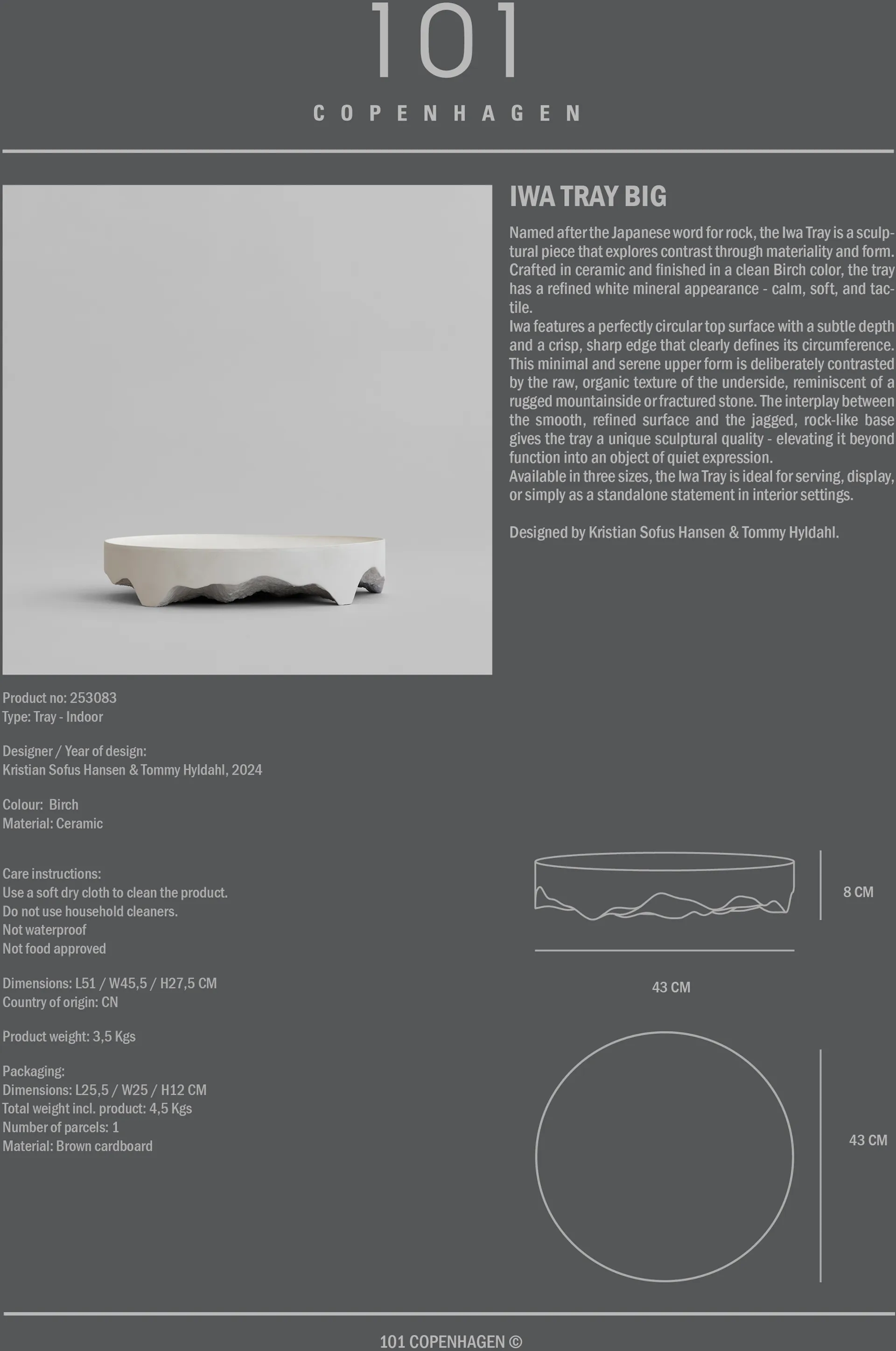 Iwa δίσκος διακόσμησης, Birch, Ø43 101 Copenhagen