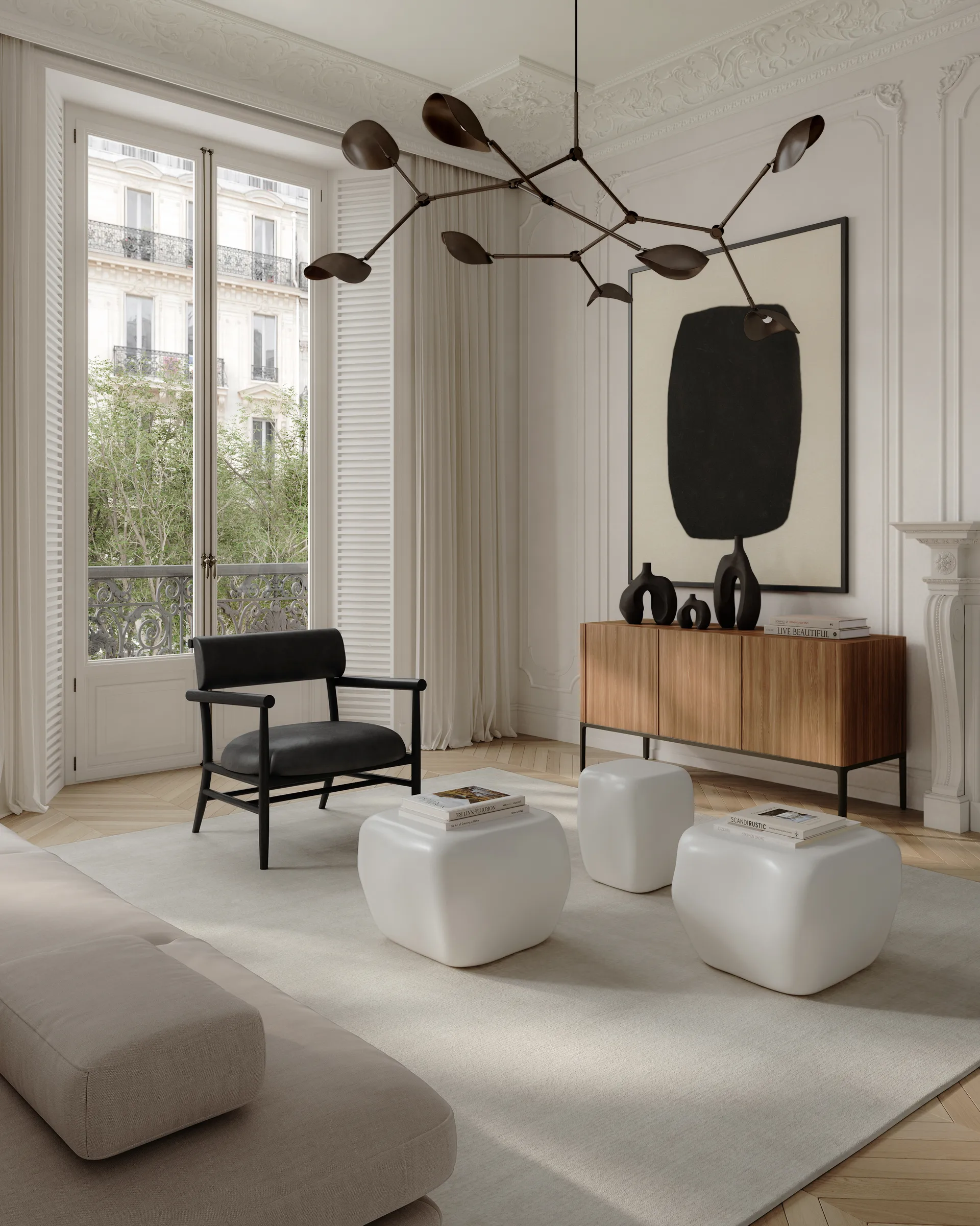 Καρέκλα lounge Nama, Aniline leather black 101 Copenhagen