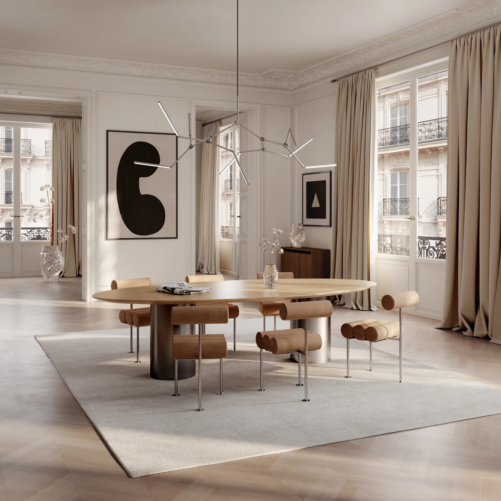 Stick chandelier πολυέλαιος, Chrome 101 Copenhagen