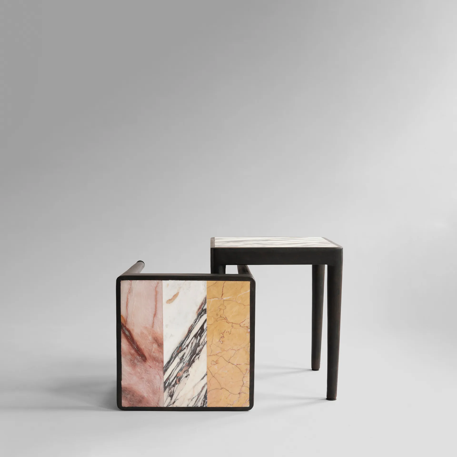 Tairu τραπέζι 38x38 εκ striped, Peach-Calacatta-Yellow 101 Copenhagen