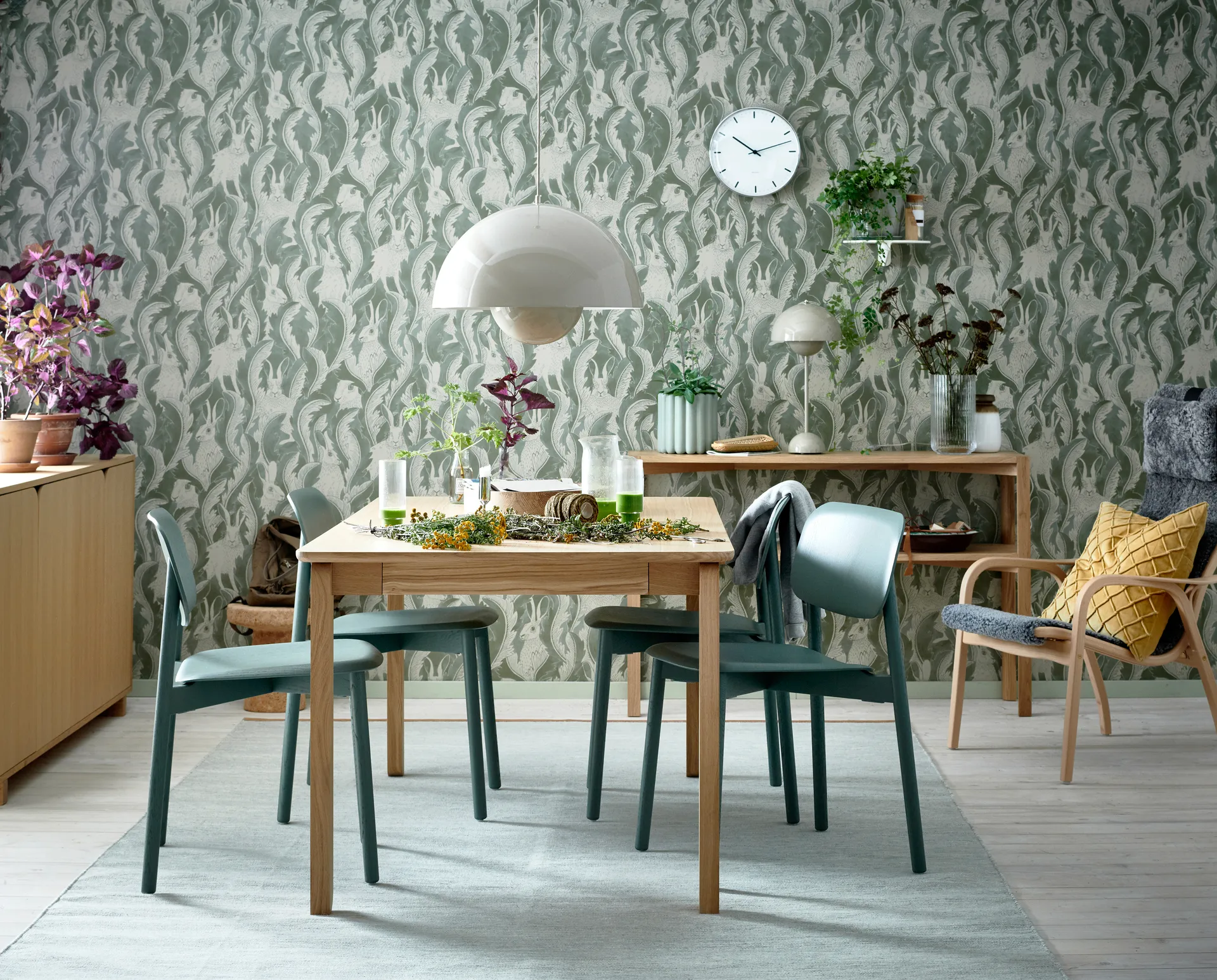 Τραπεζαρία Alfred 90x160 cm, White pigmented oak 1898