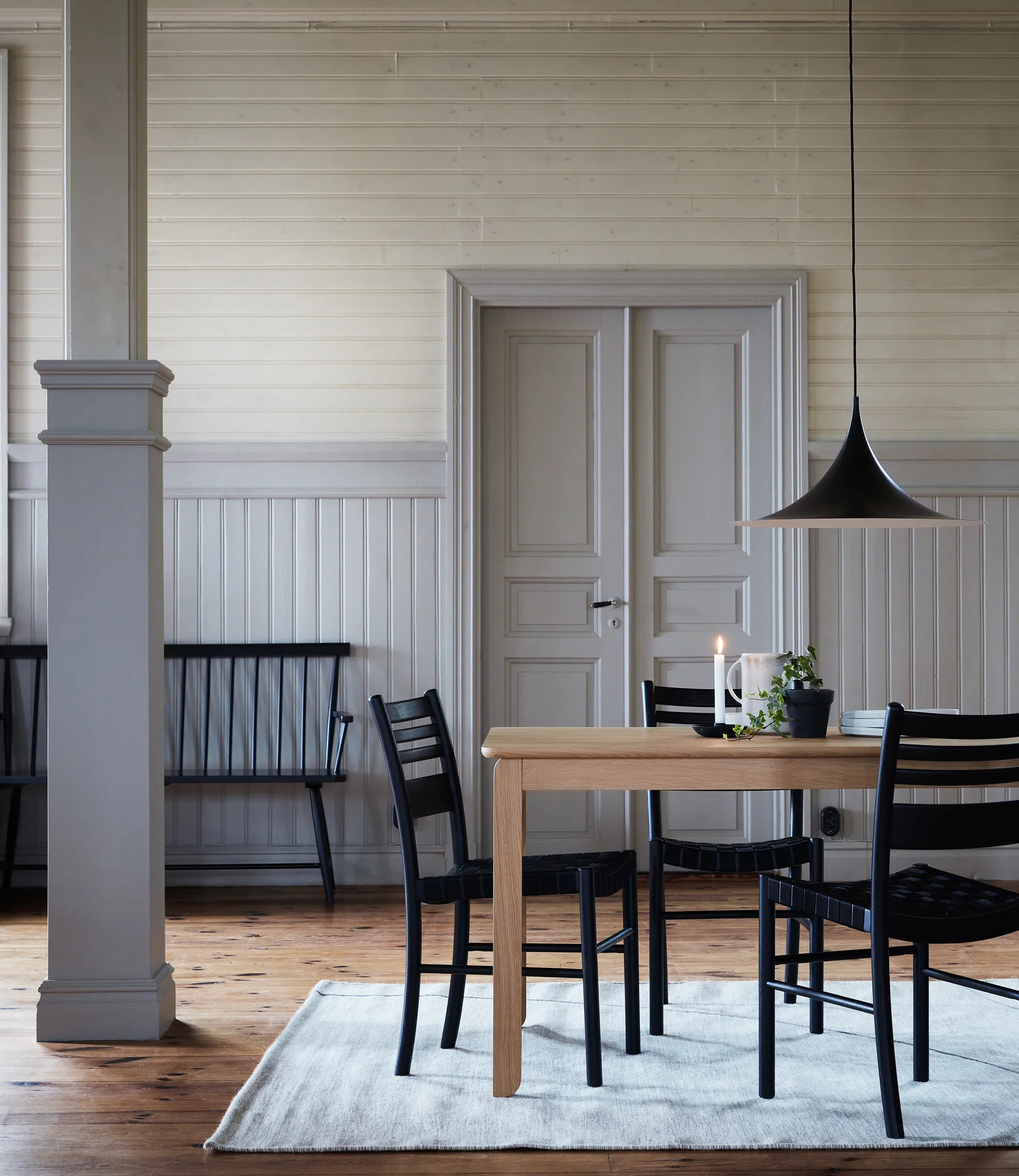 Τραπεζαρία Alfred 90x220 cm, Λευκό-χρωματισμένη βελανιδιά 1898