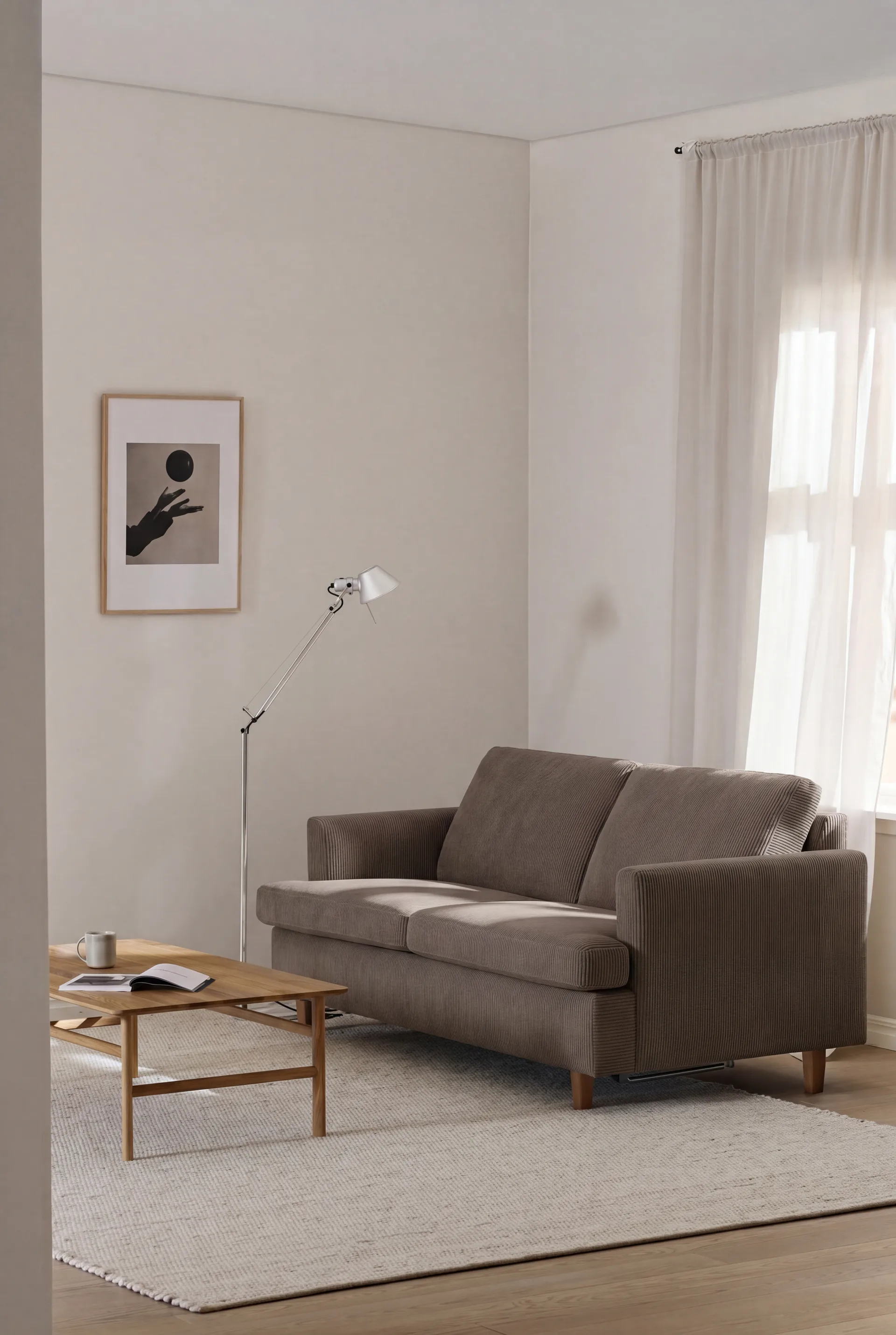 Binga 2,5-θέσιος καναπές-κρεβάτι, Jump Brown 1955-σκουρόχρωμη βαμμένη τέφρα 1898