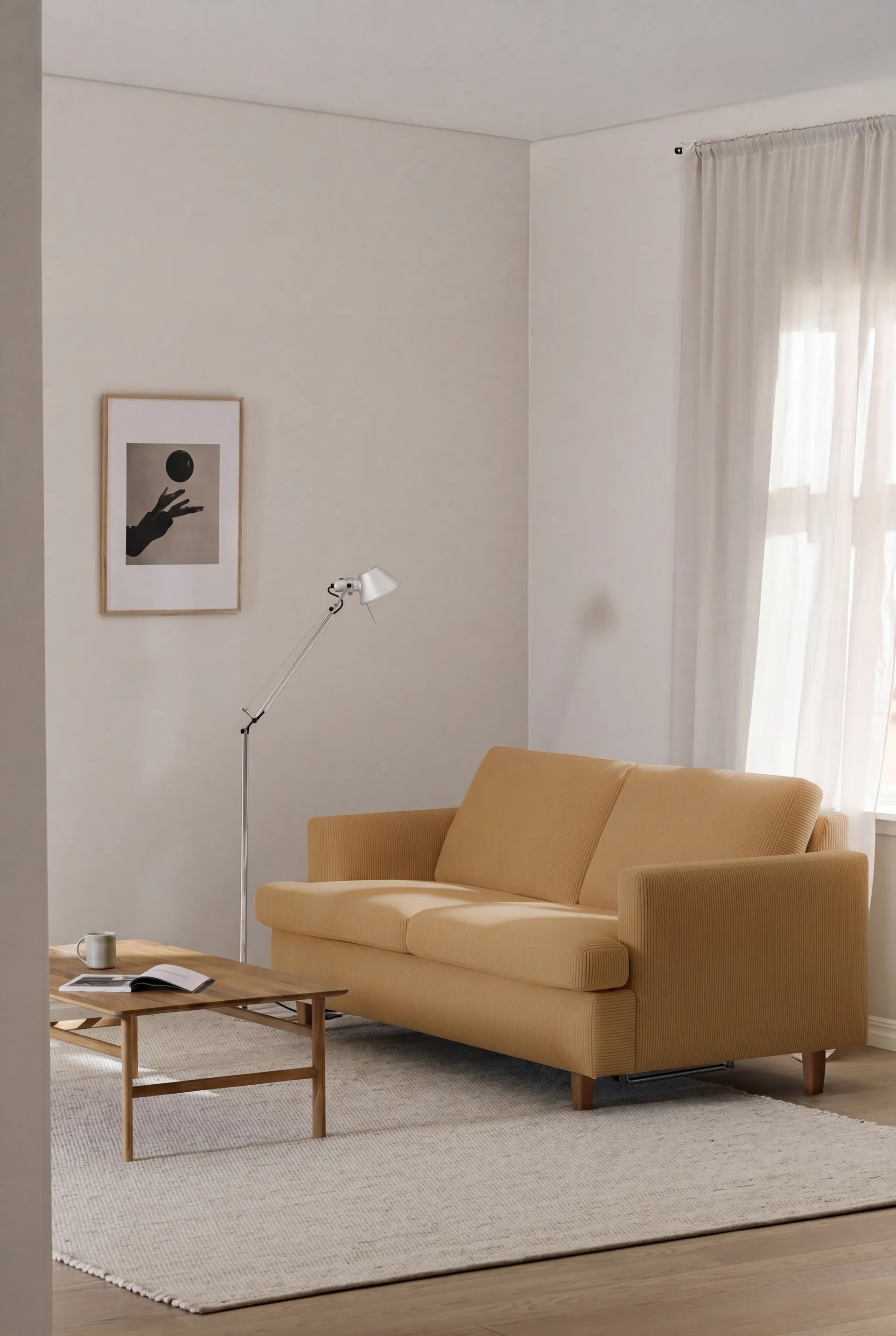 Binga 2,5-θέσιος καναπές-κρεβάτι, Jump Honey 1959-σκουρόχρωμη βαμμένη τέφρα 1898