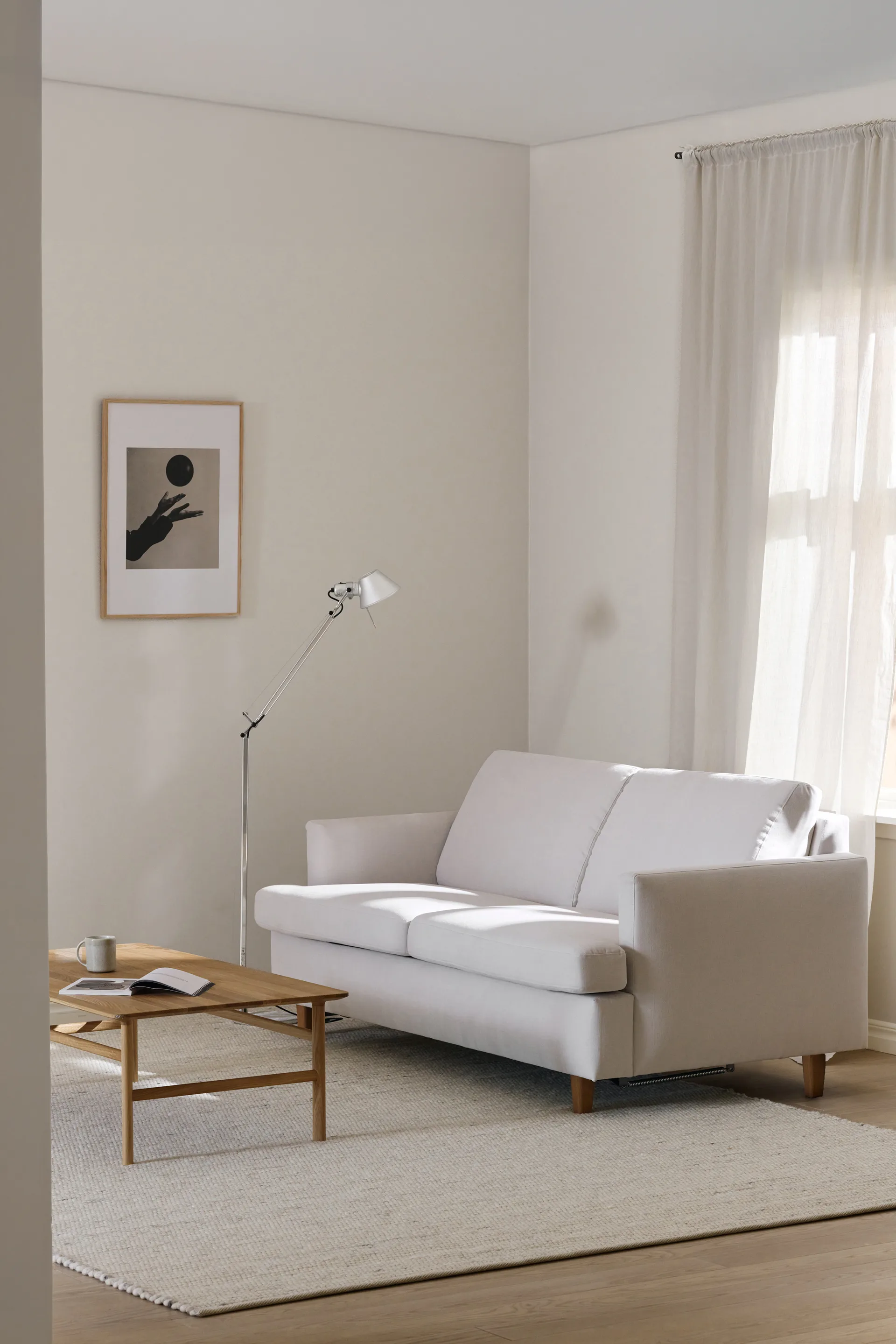 Binga 2,5-θέσιος καναπές-κρεβάτι, Oslo Nature 1540-σκουρόχρωμη βαμμένη τέφρα 1898