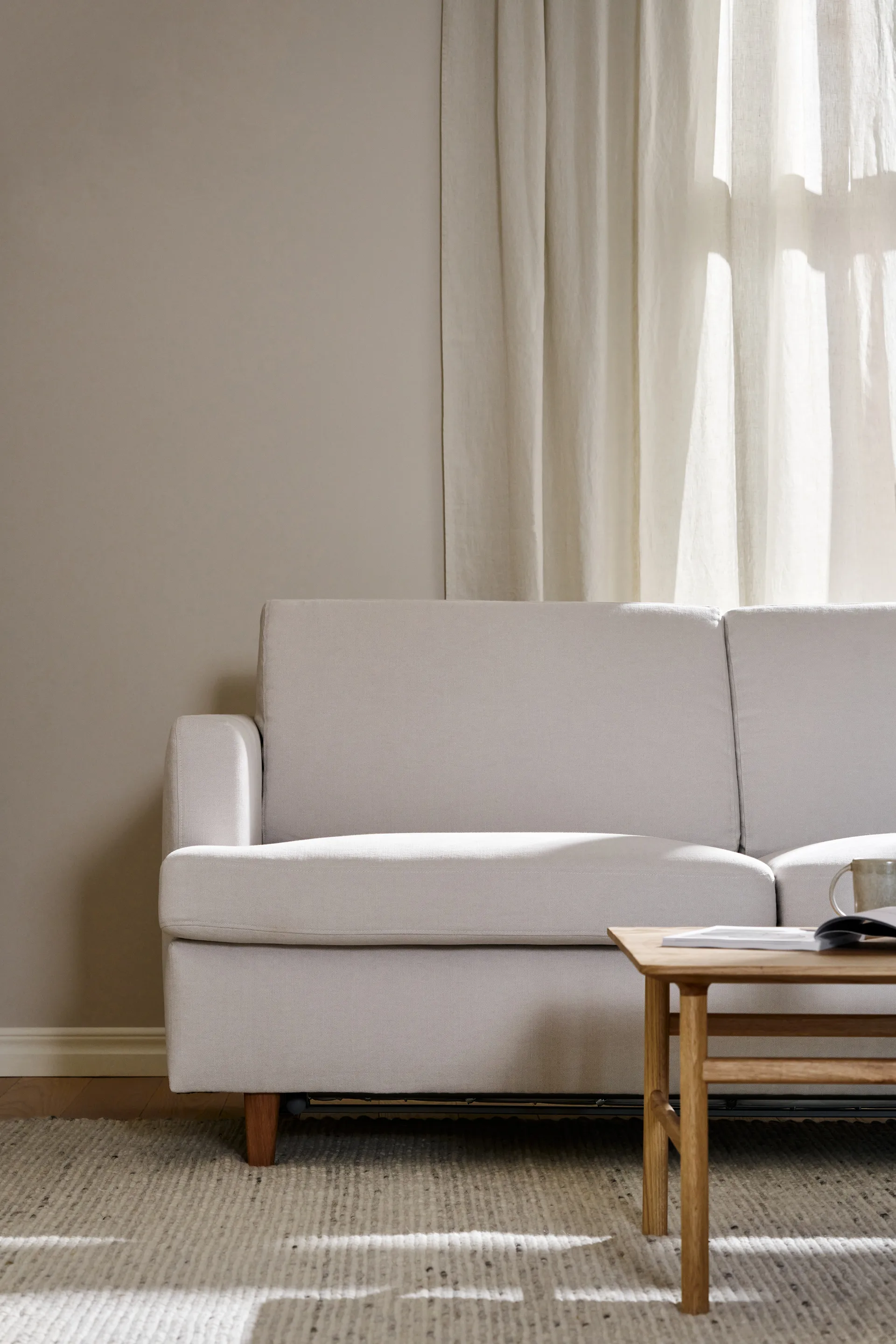 Binga 2,5-θέσιος καναπές-κρεβάτι, Oslo Nature 1540-σκουρόχρωμη βαμμένη τέφρα 1898