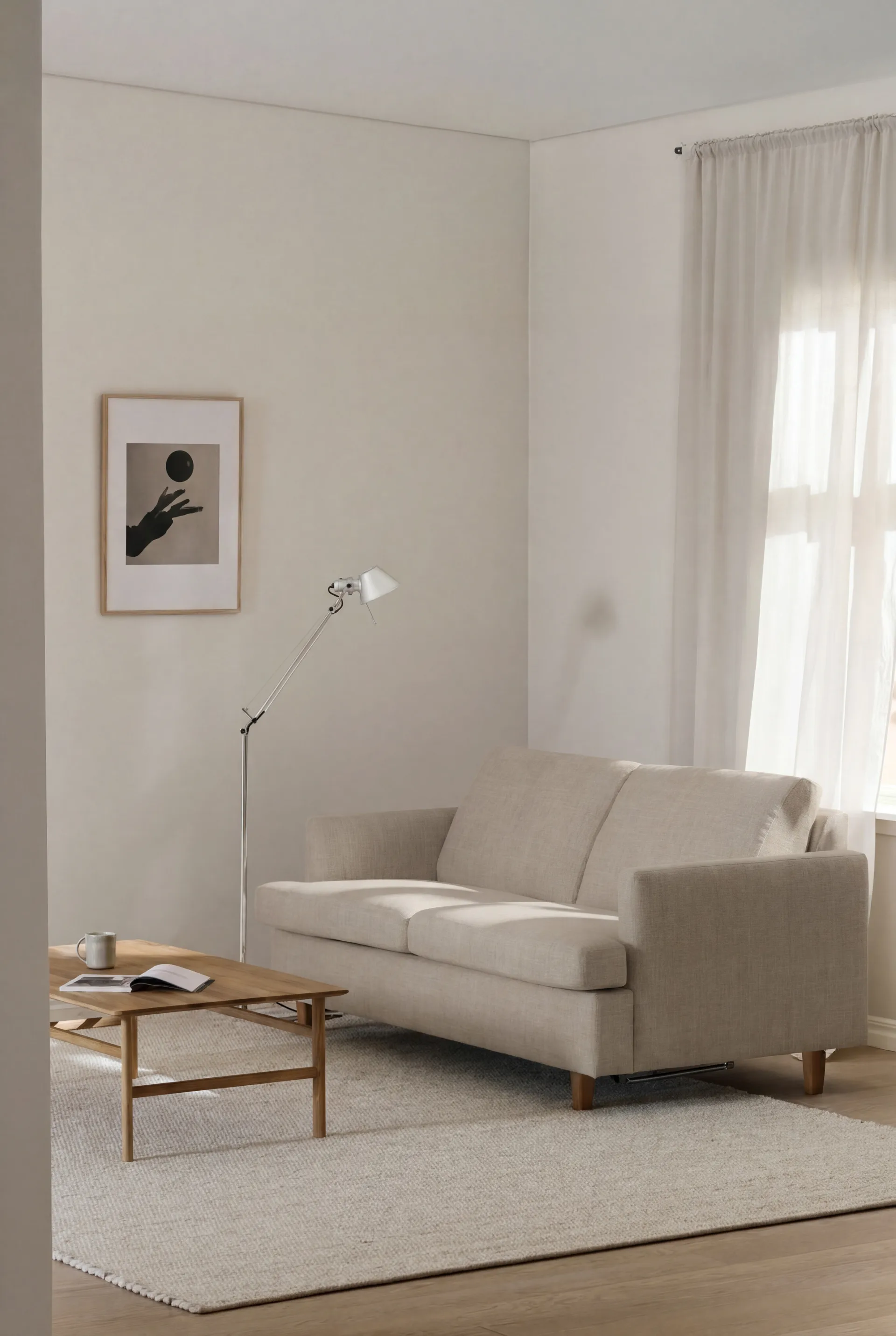 Binga 2,5-θέσιος καναπές-κρεβάτι, Same Beige 6670-σκουρόχρωμη βαμμένη τέφρα 1898