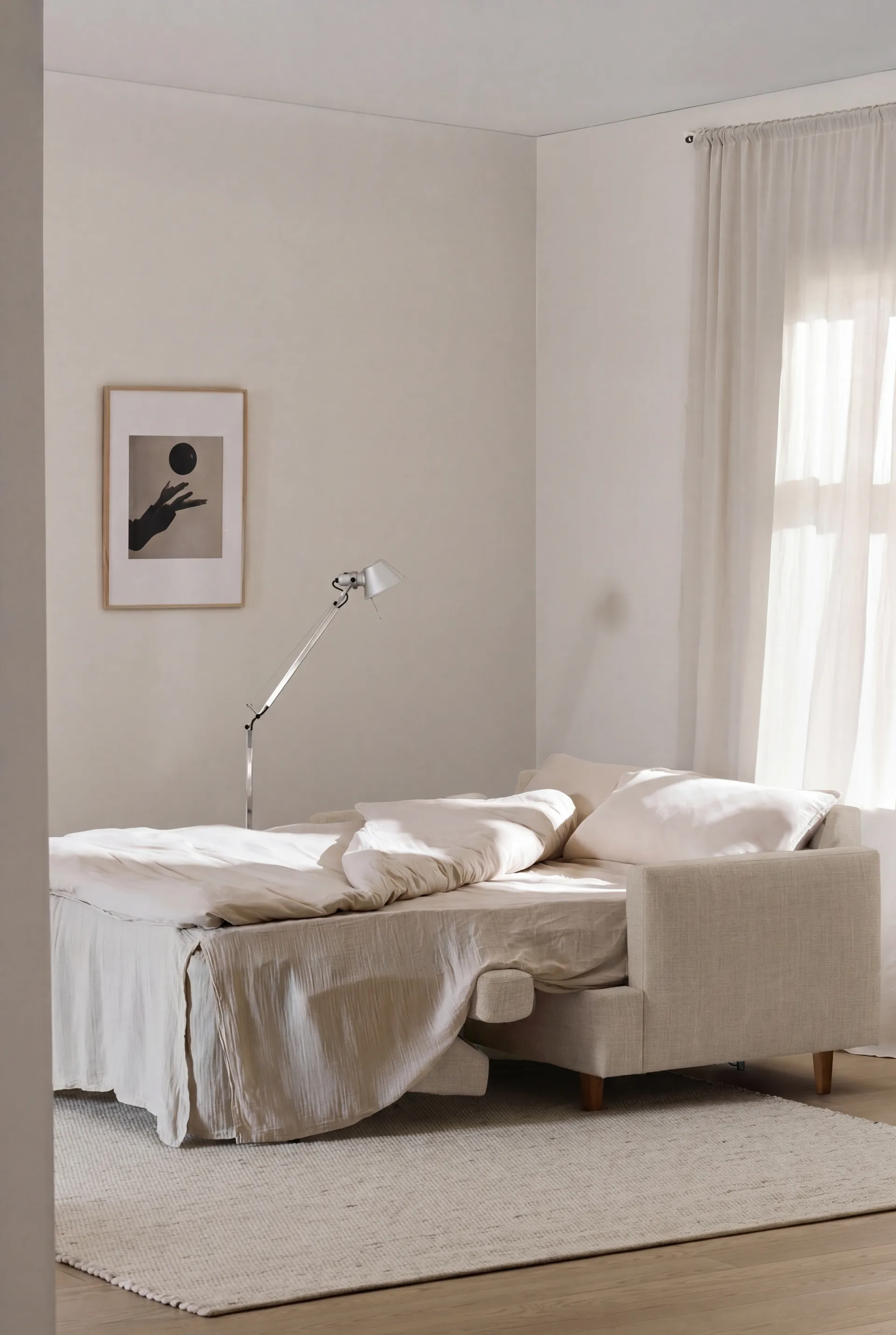 Binga 2,5-θέσιος καναπές-κρεβάτι, Same Beige 6670-σκουρόχρωμη βαμμένη τέφρα 1898