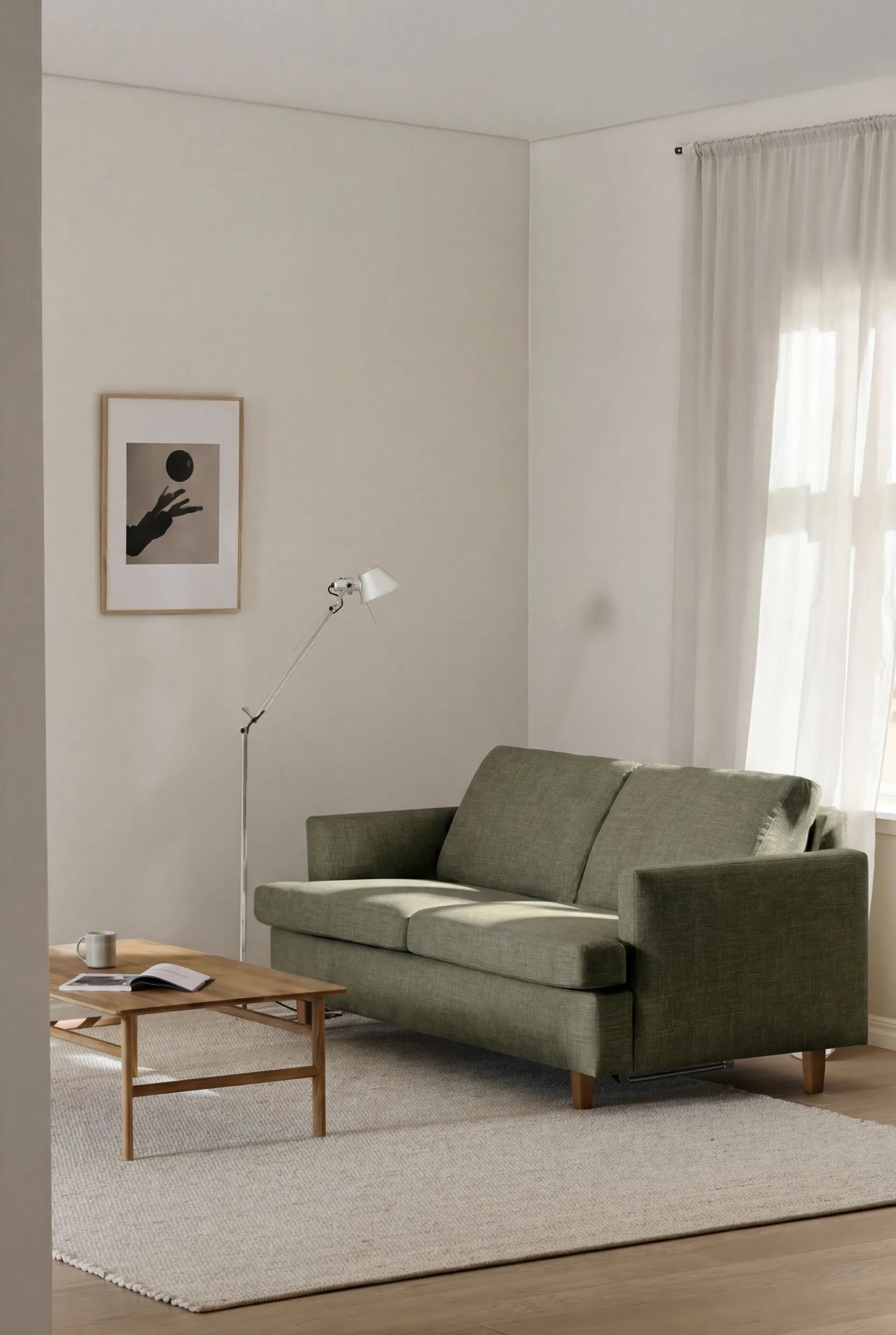 Binga 2,5-θέσιος καναπές-κρεβάτι, Same Forest 6677-σκουρόχρωμη βαμμένη τέφρα 1898