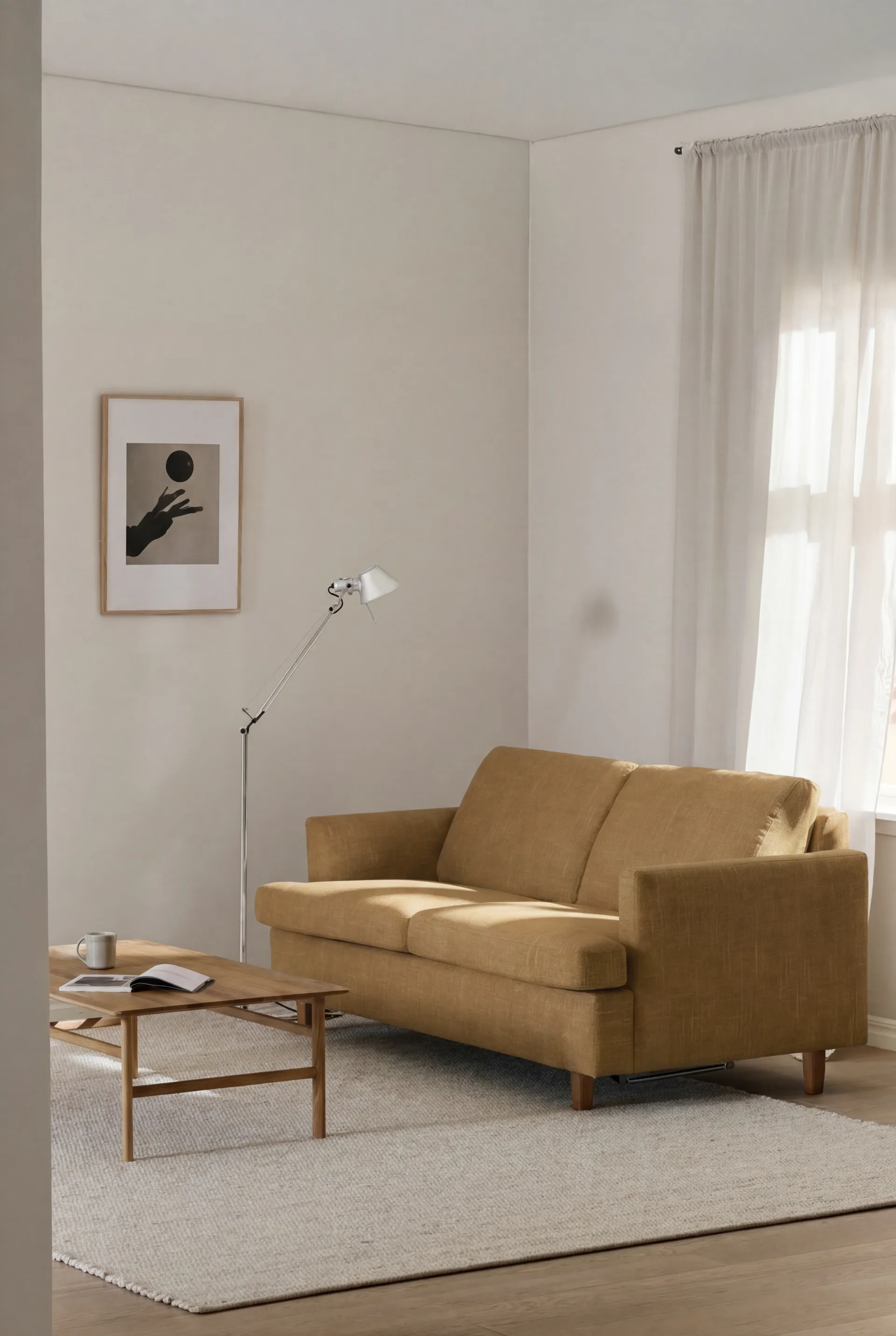 Binga 2,5-θέσιος καναπές-κρεβάτι, Same Ochre 6676-σκουρόχρωμη βαμμένη τέφρα 1898