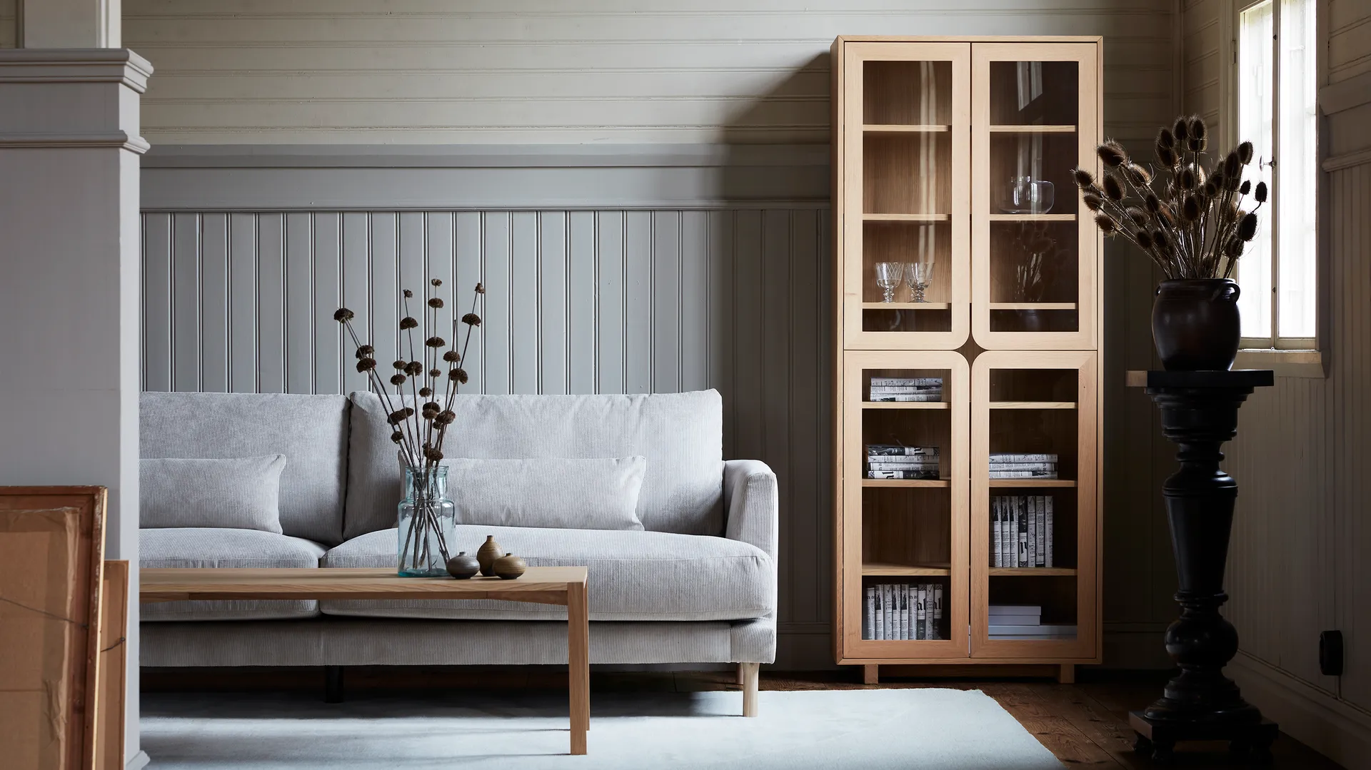 Bredhult καναπές, Bern Beige 0341-Λευκή λαδωμένη δρυς, 3 θέσεων 1898