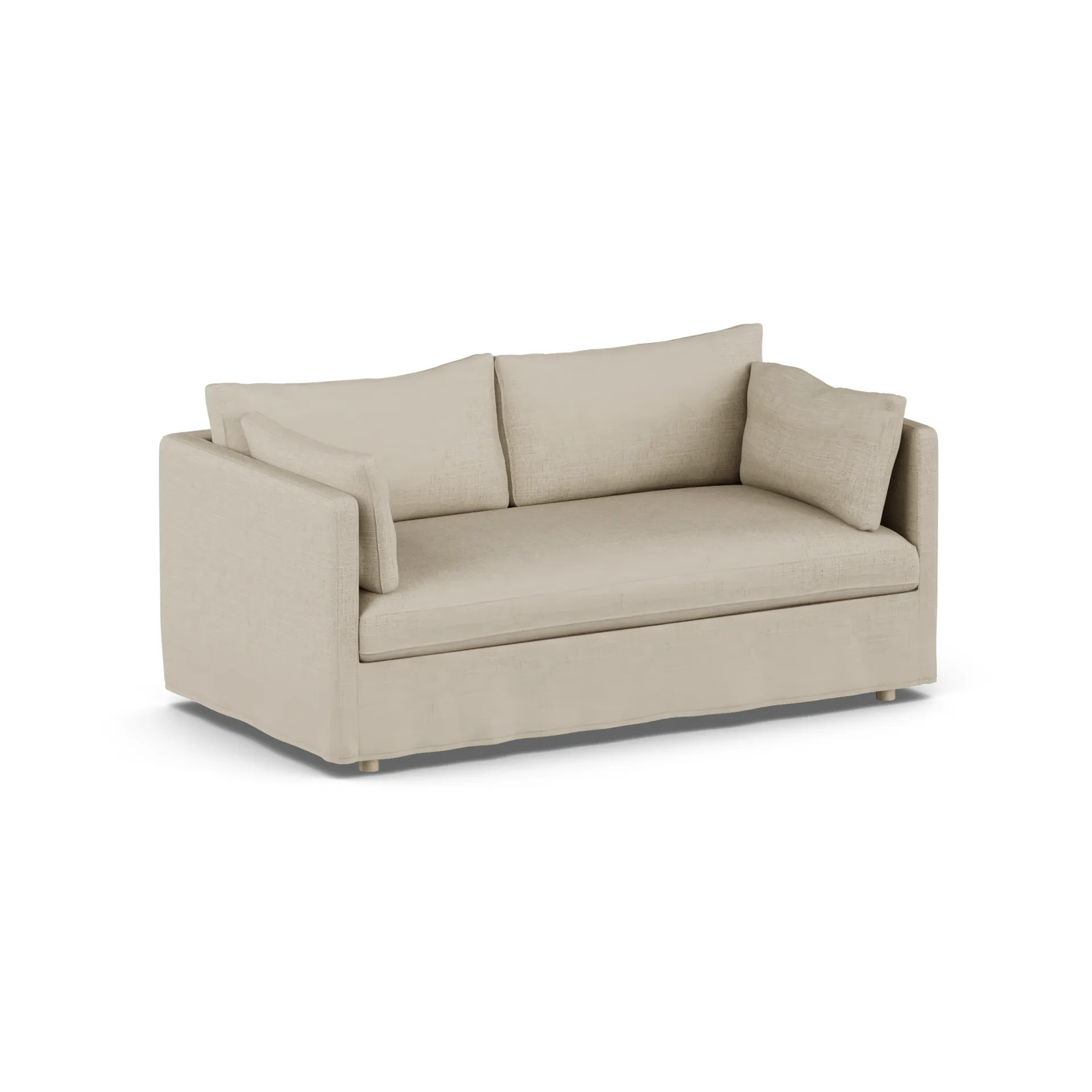 Linnevik καναπές, Bern beige 0341-Λευκή λαδωμένη δρυς, 2 θέσεων, με φούστα 1898