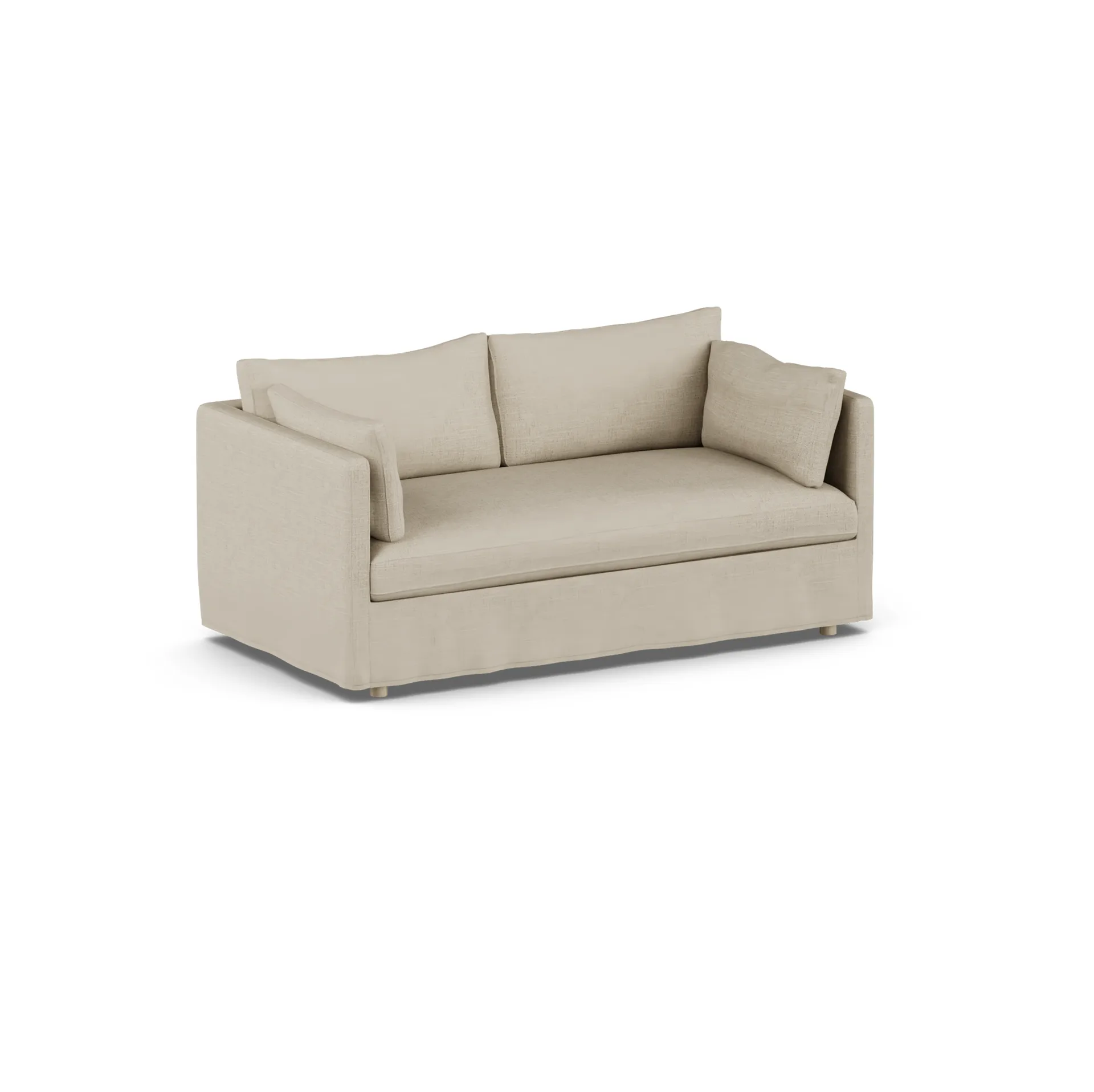 Linnevik καναπές, Bern beige 0341-Λευκή λαδωμένη δρυς, 2 θέσεων, με φούστα 1898