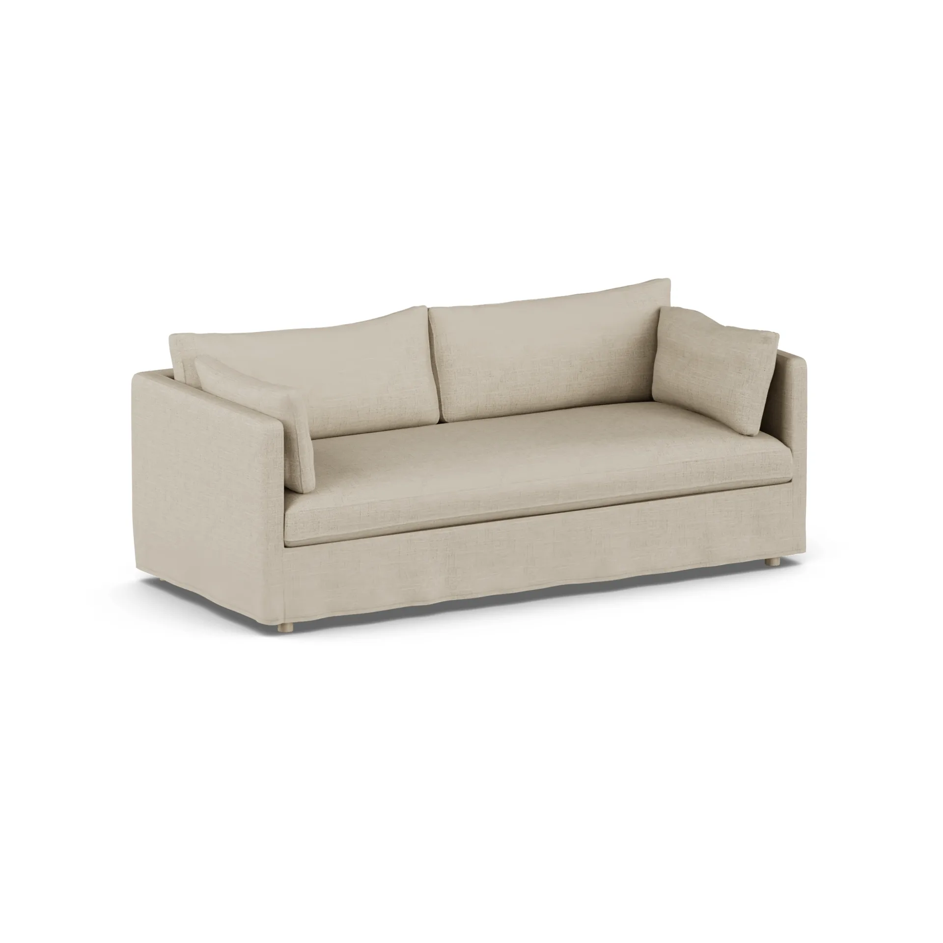 Linnevik καναπές, Bern Beige 0341-Λευκή λαδωμένη δρυς, 3 θέσεων, με φούστα 1898