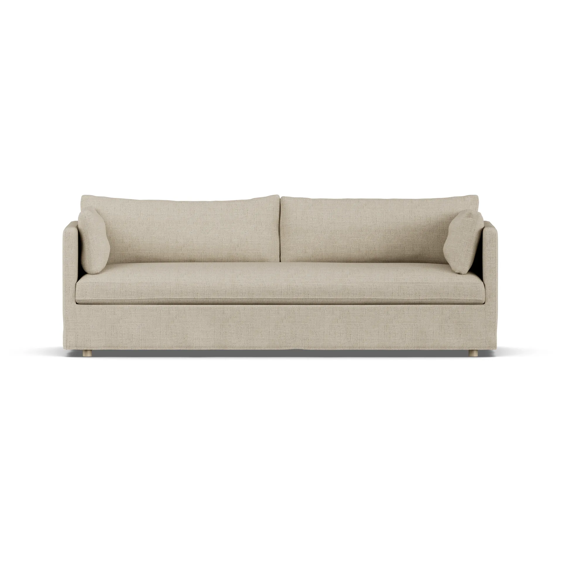 Linnevik καναπές, Bern beige 0341-Λευκή λαδωμένη δρυς, 4 θέσεων, με φούστα 1898