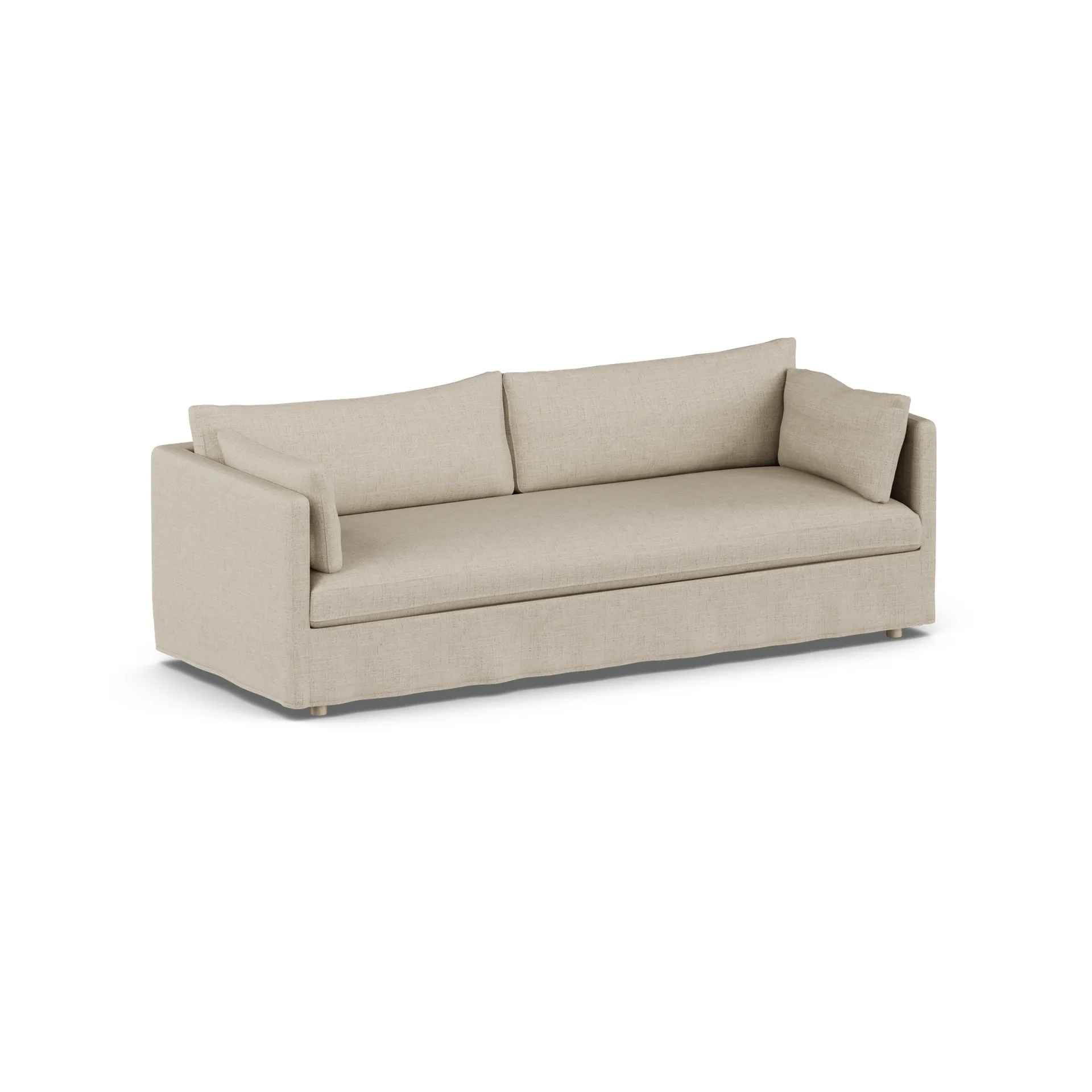 Linnevik καναπές, Bern beige 0341-Λευκή λαδωμένη δρυς, 4 θέσεων, με φούστα 1898