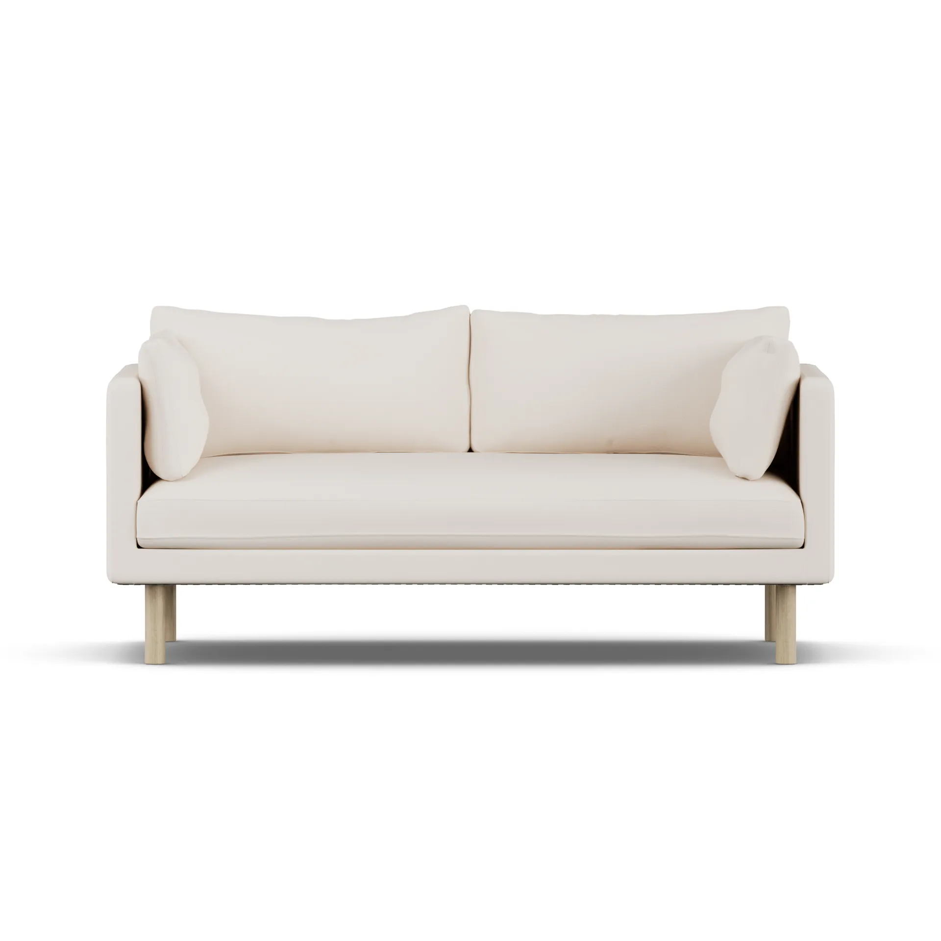 Linnevik καναπές, Caleido Beige 9600-Λευκή λαδωμένη δρυς, 2 θέσεων, χωρίς φούστα 1898
