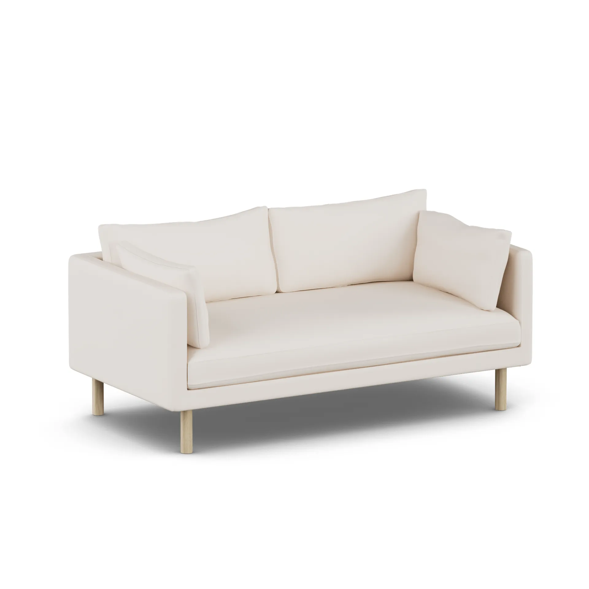 Linnevik καναπές, Caleido Beige 9600-Λευκή λαδωμένη δρυς, 2 θέσεων, χωρίς φούστα 1898