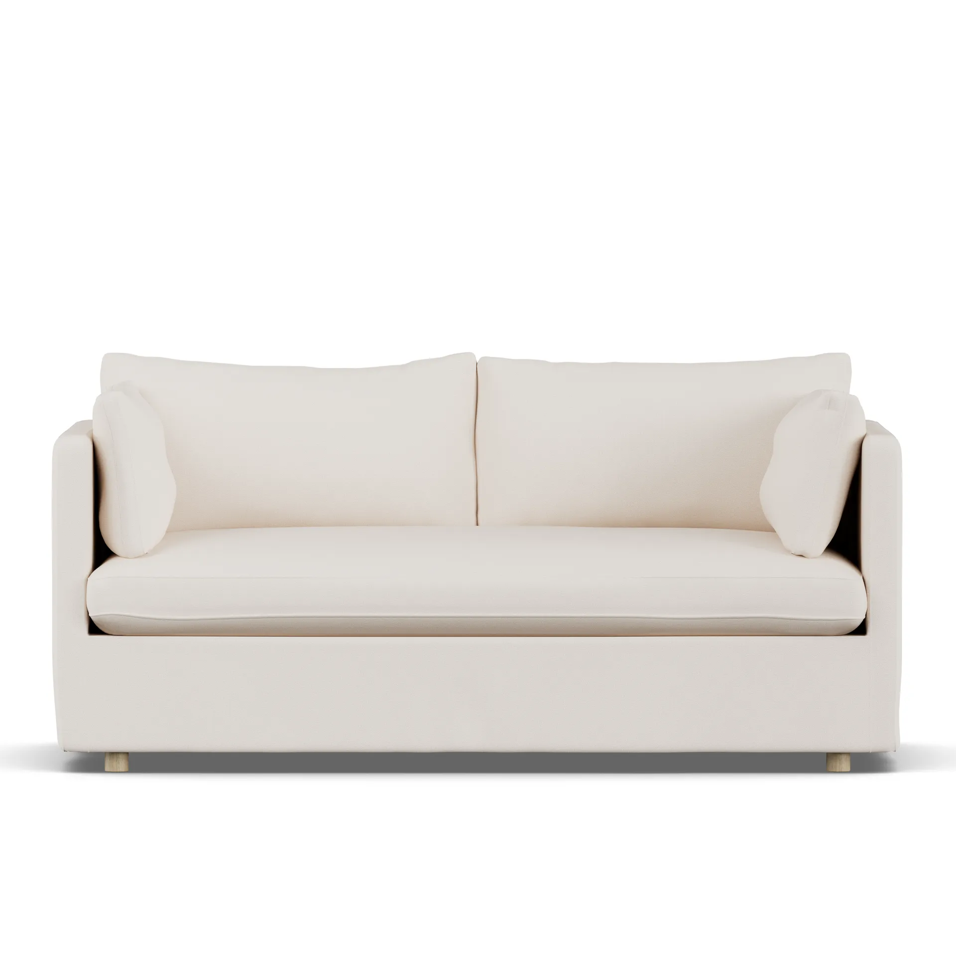 Linnevik καναπές, Caleido Beige 9600-Λευκή λαδωμένη δρυς, 2 θέσεων, με φούστα 1898