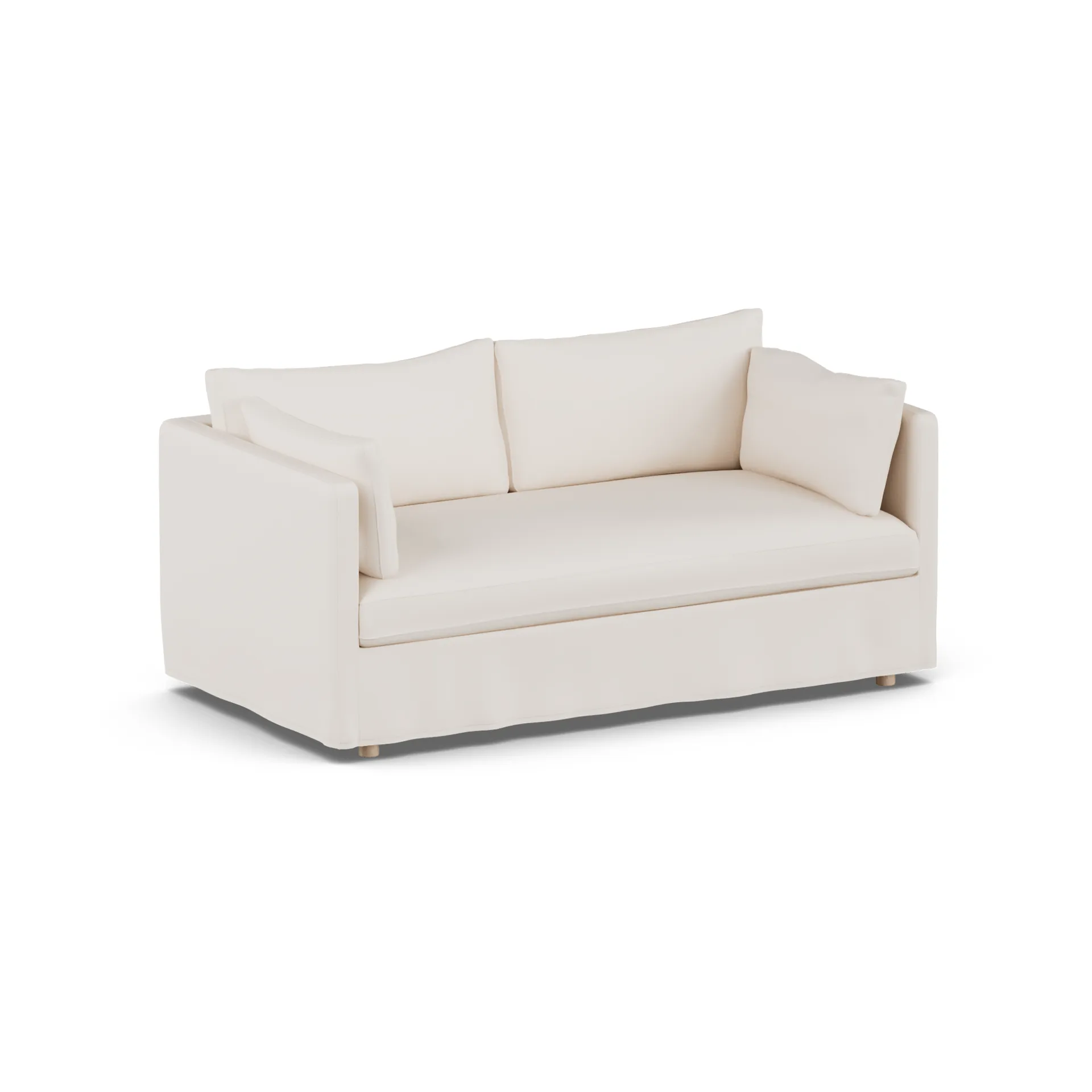 Linnevik καναπές, Caleido Beige 9600-Λευκή λαδωμένη δρυς, 2 θέσεων, με φούστα 1898