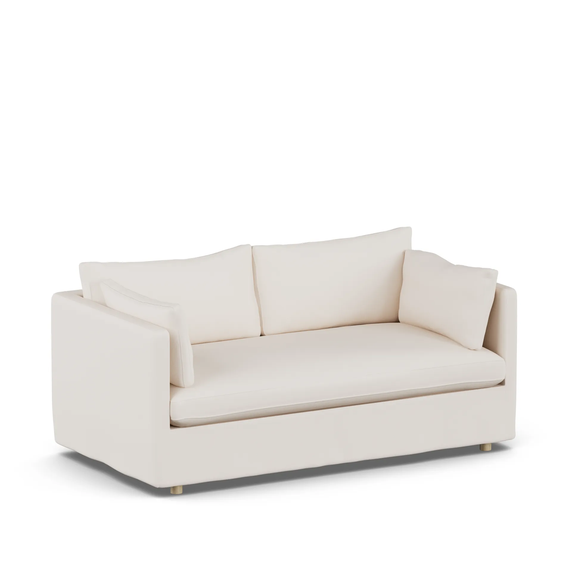 Linnevik καναπές, Caleido Beige 9600-Λευκή λαδωμένη δρυς, 2 θέσεων, με φούστα 1898