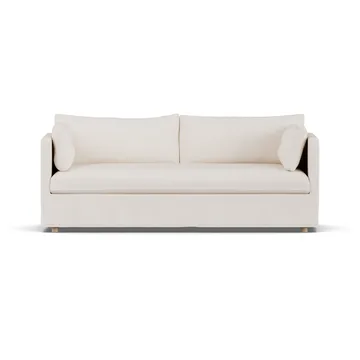 Linnevik καναπές - Caleido beige 9600-Λευκή λαδωμένη δρυς, 3 θέσεων, με φούστα - 1898