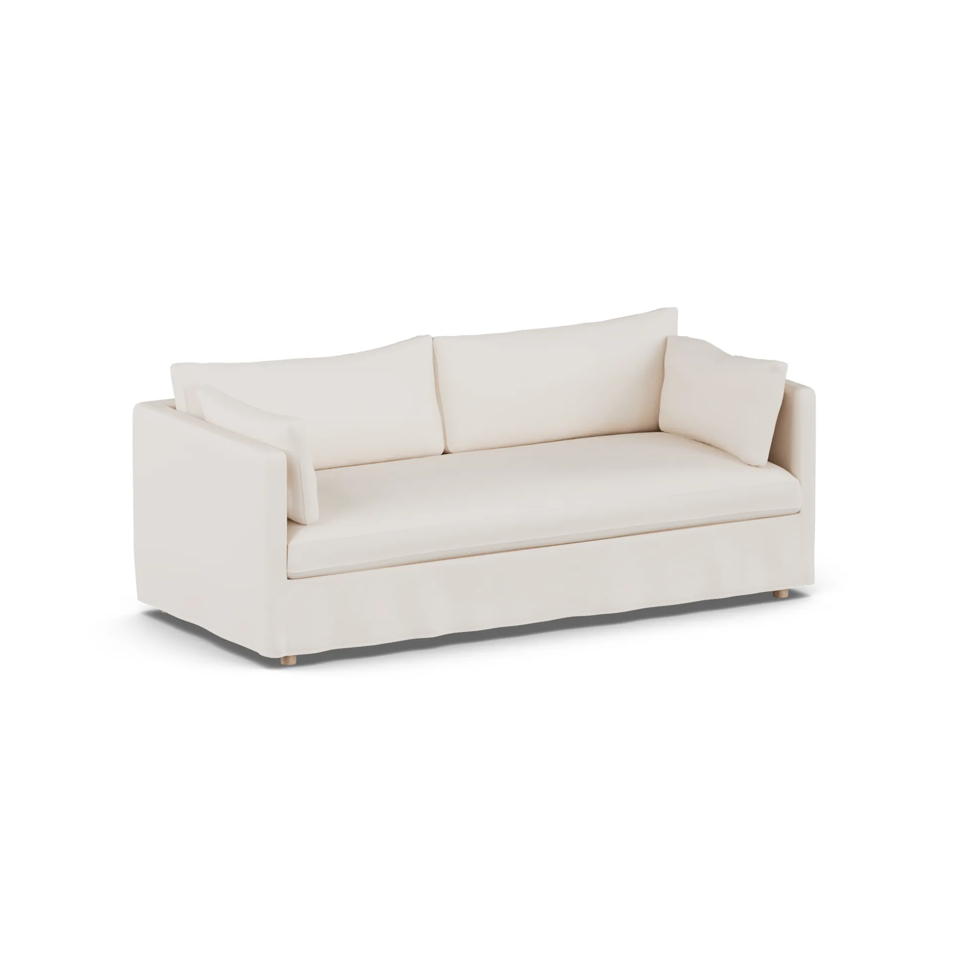 Linnevik καναπές, Caleido beige 9600-Λευκή λαδωμένη δρυς, 3 θέσεων, με φούστα 1898