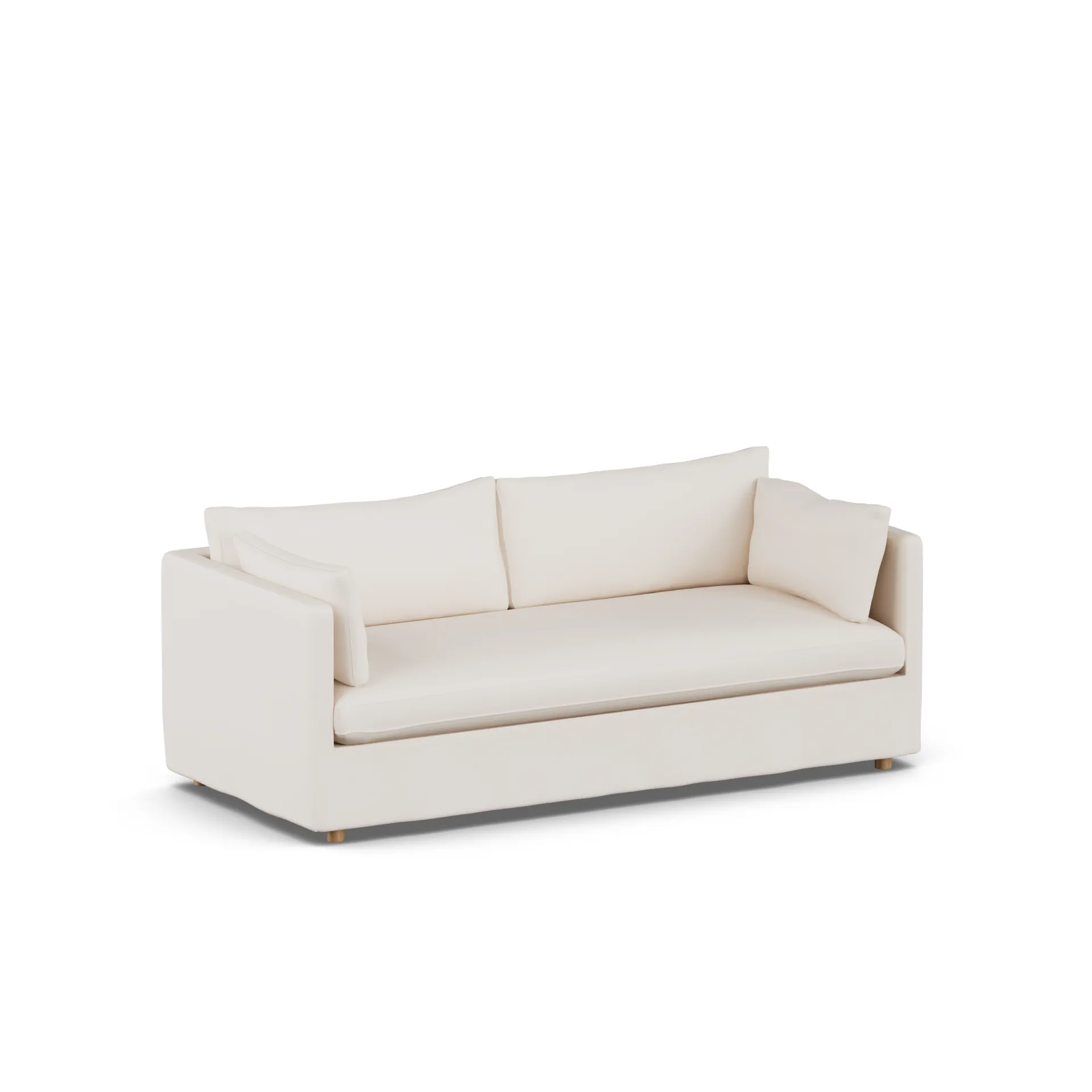 Linnevik καναπές, Caleido beige 9600-Λευκή λαδωμένη δρυς, 3 θέσεων, με φούστα 1898