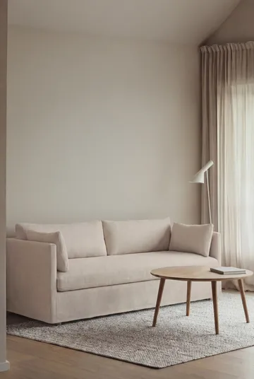 Linnevik καναπές - Caleido beige 9600-Λευκή λαδωμένη δρυς, 3 θέσεων, με φούστα - 1898