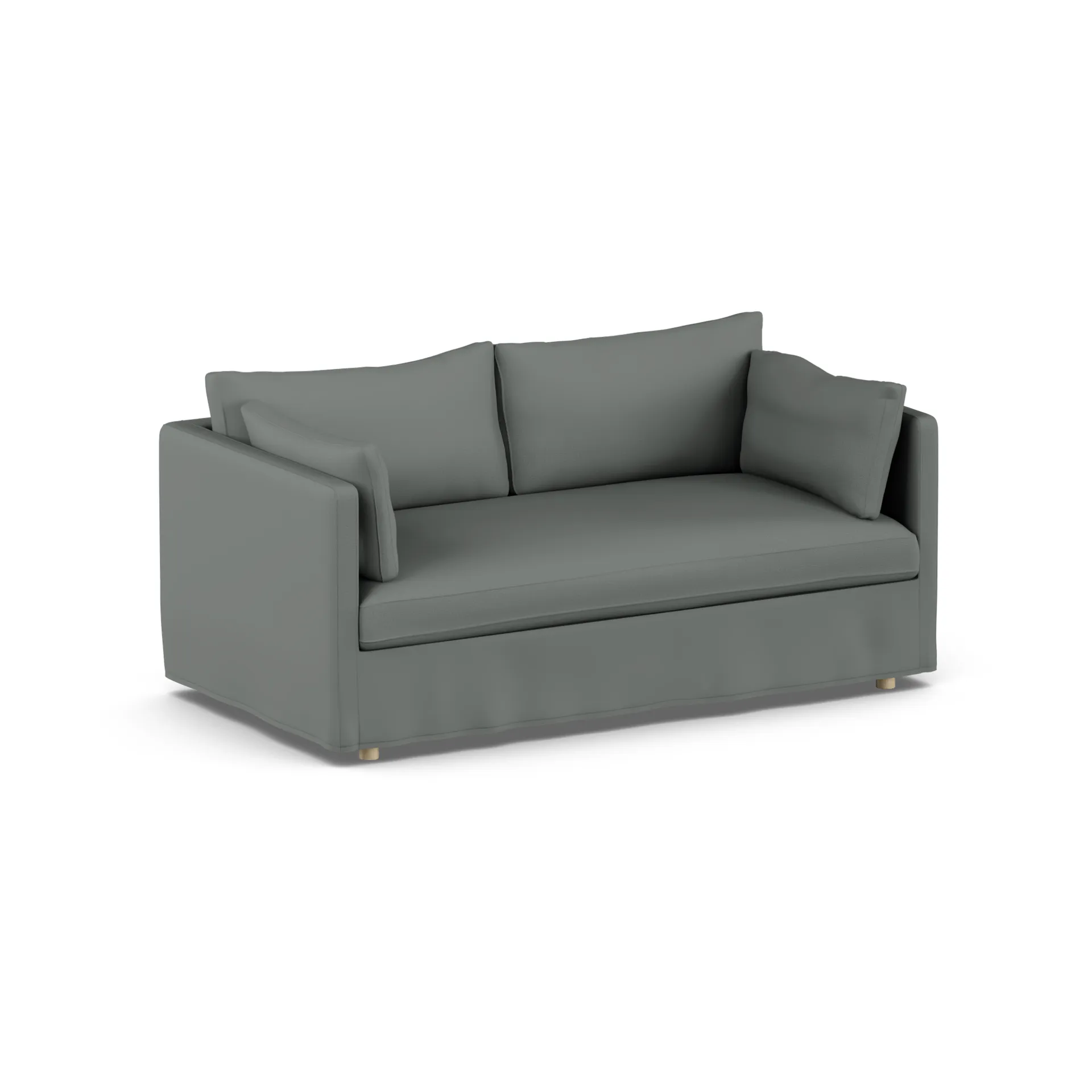Linnevik καναπές, Caleido Grey 1240-Λευκή λαδωμένη δρυς, 2 θέσεων, με φούστα 1898