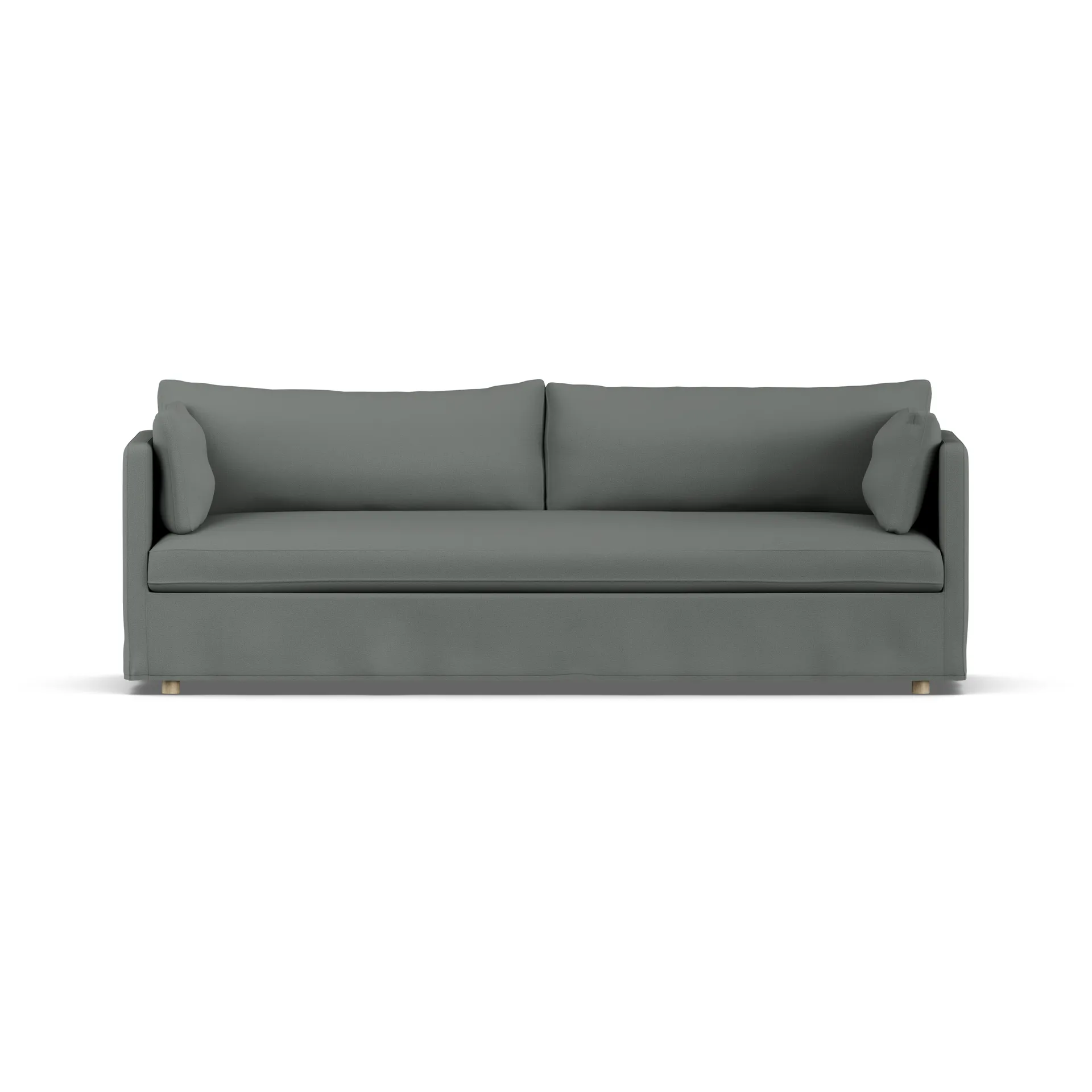 Linnevik καναπές, Caleido grey 1240-Λευκή λαδωμένη δρυς, 4 θέσεων, με φούστα 1898