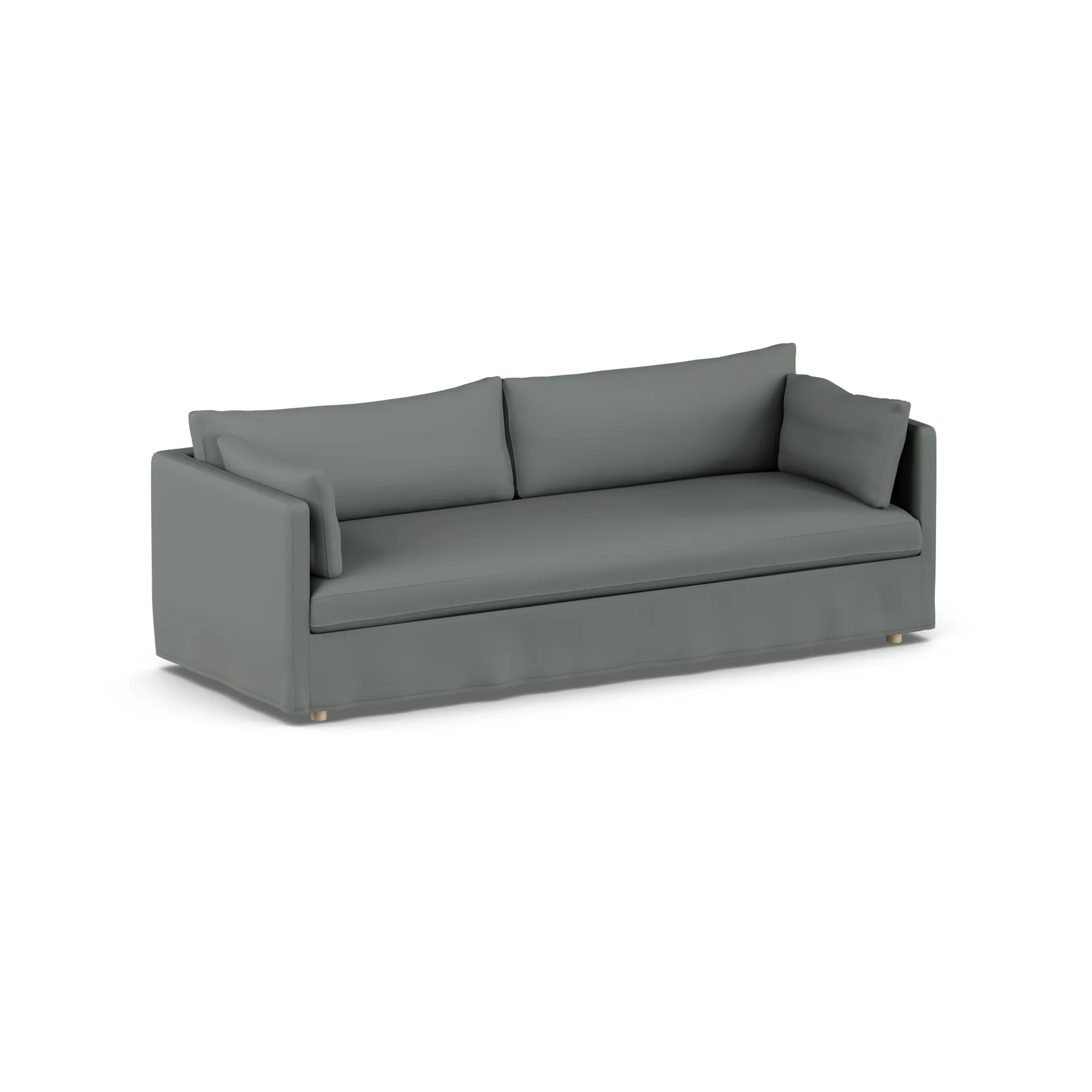 Linnevik καναπές, Caleido grey 1240-Λευκή λαδωμένη δρυς, 4 θέσεων, με φούστα 1898