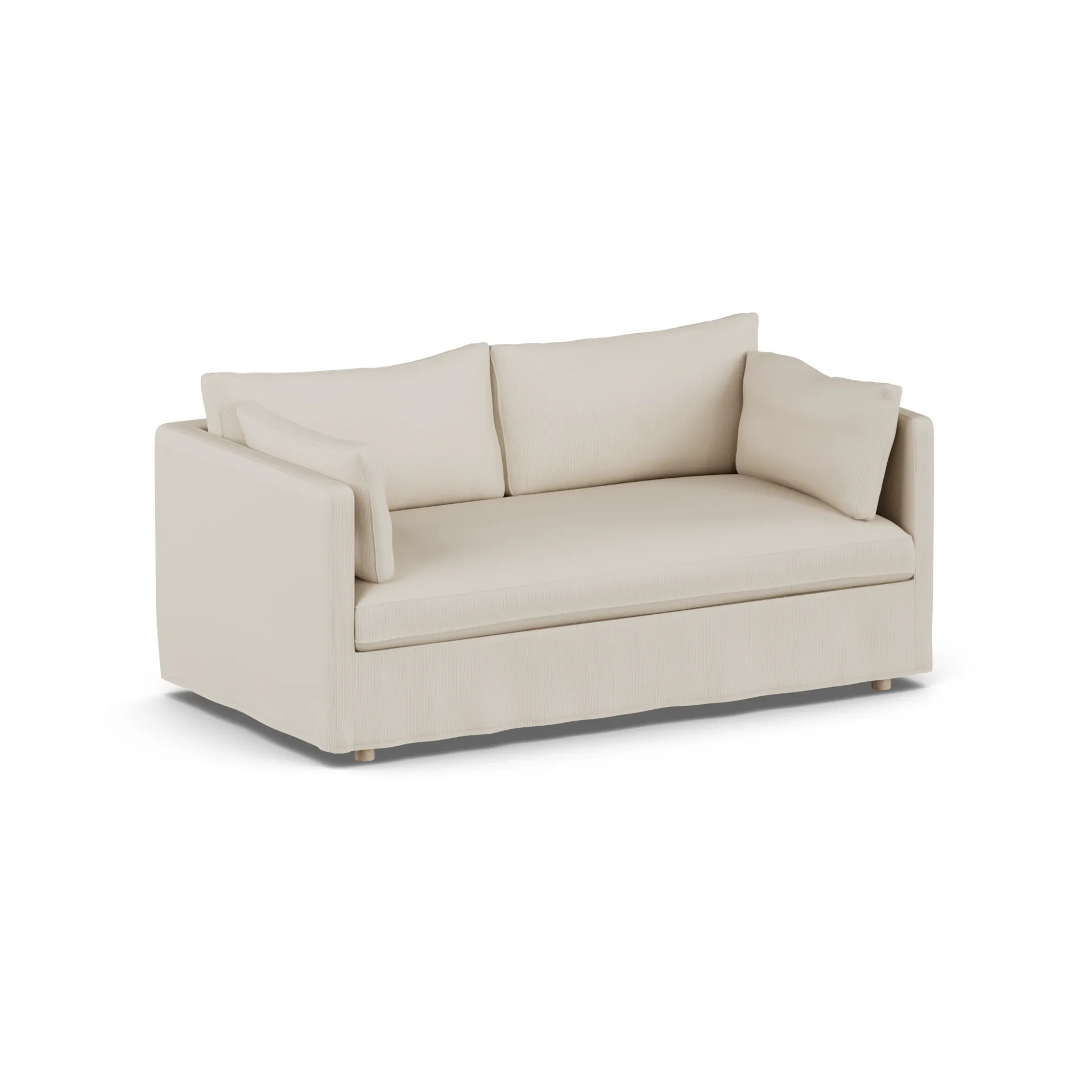 Linnevik καναπές, Jump Beige 1956-Λευκή λαδωμένη δρυς, 2 θέσεων, με φούστα 1898