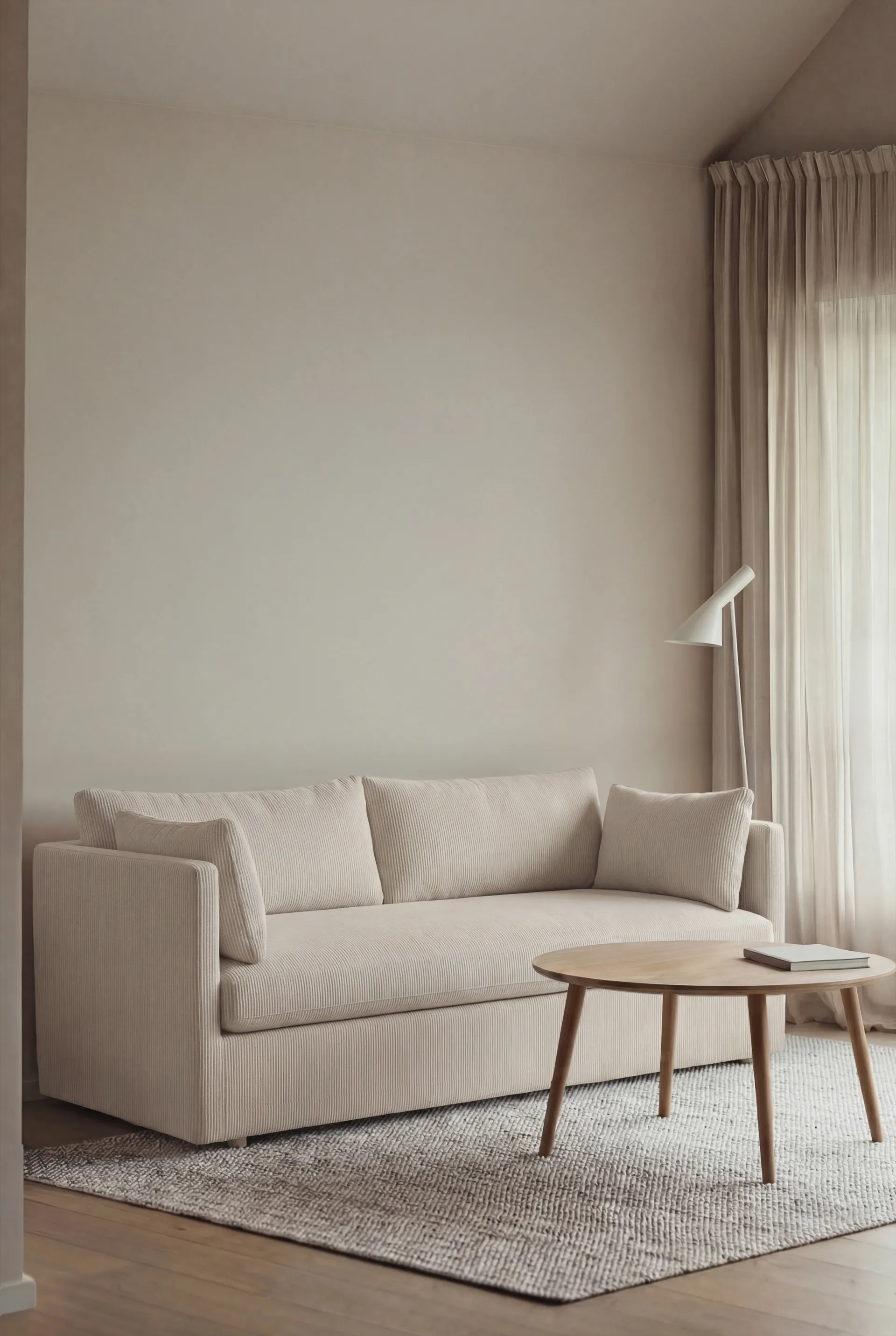 Linnevik καναπές, Jump off white 1954-Λευκή λαδωμένη δρυς, 2 θέσεων, με φούστα 1898