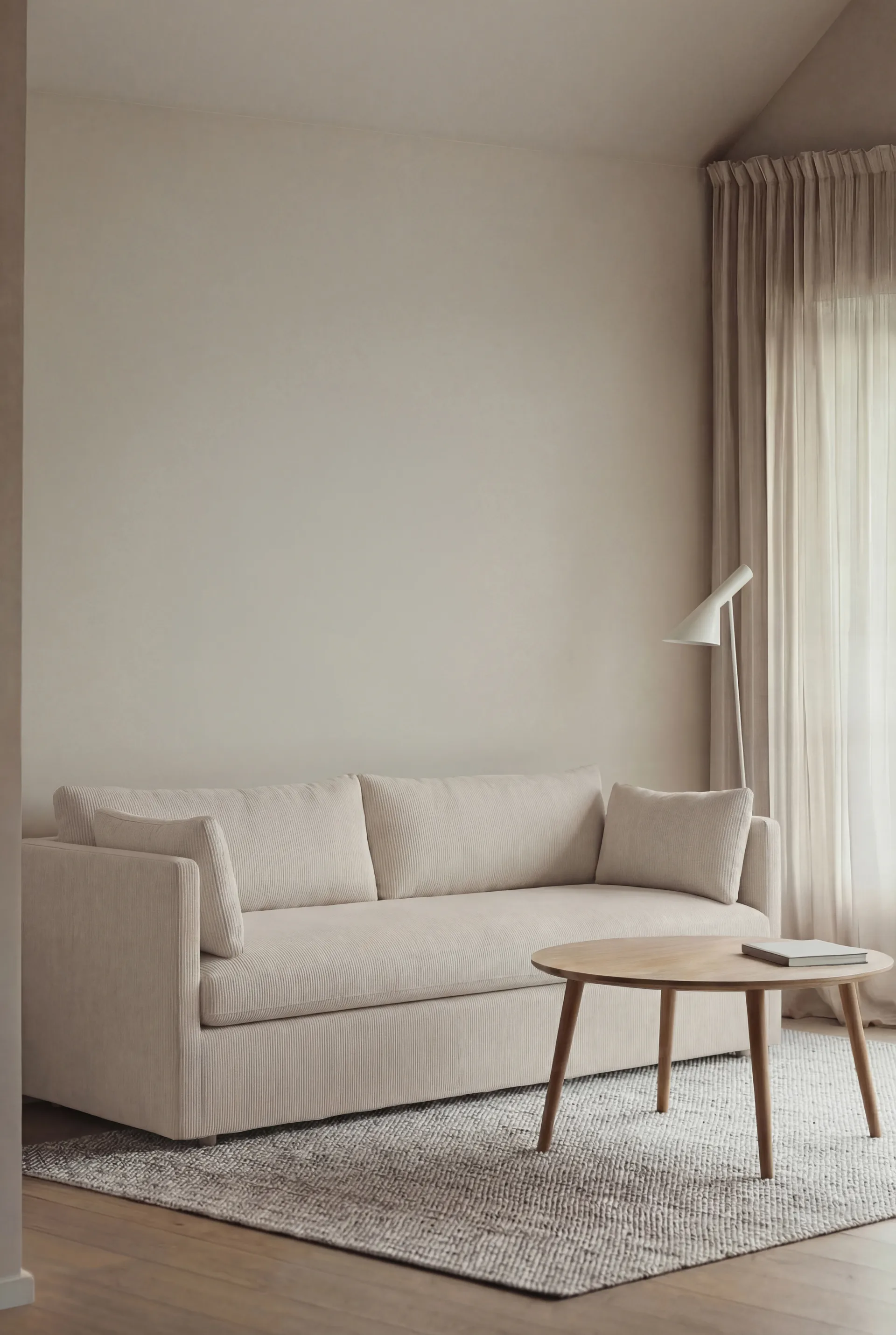 Linnevik καναπές, Jump off white 1954-Λευκή λαδωμένη δρυς, 3 θέσεων, με φούστα 1898