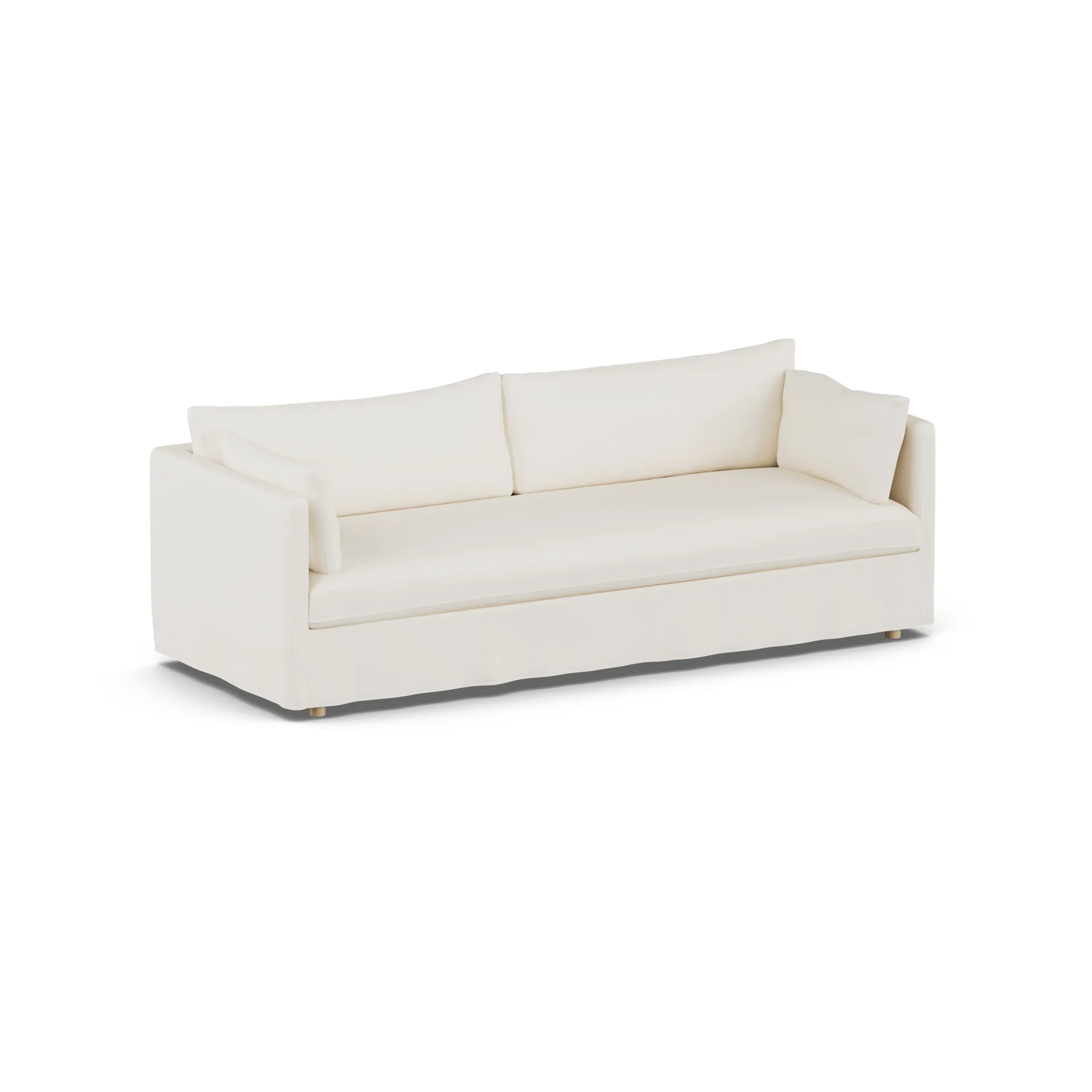 Linnevik καναπές, Jump off white 1954-Λευκή λαδωμένη δρυς, 4 θέσεων, με φούστα 1898