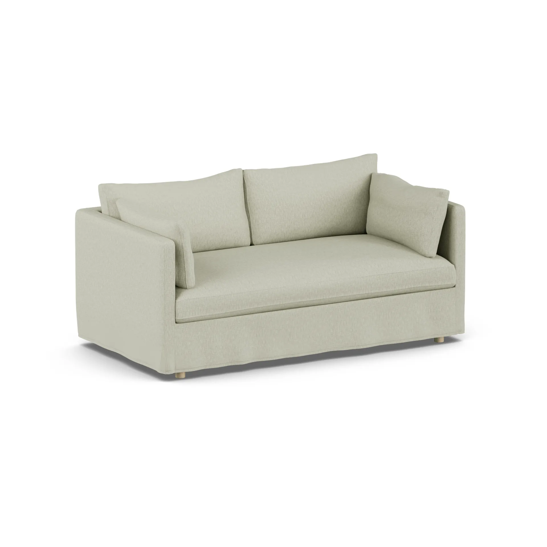 Linnevik καναπές, Luiza Beige 3981-Λευκή λαδωμένη δρυς, 2 θέσεων, με φούστα 1898