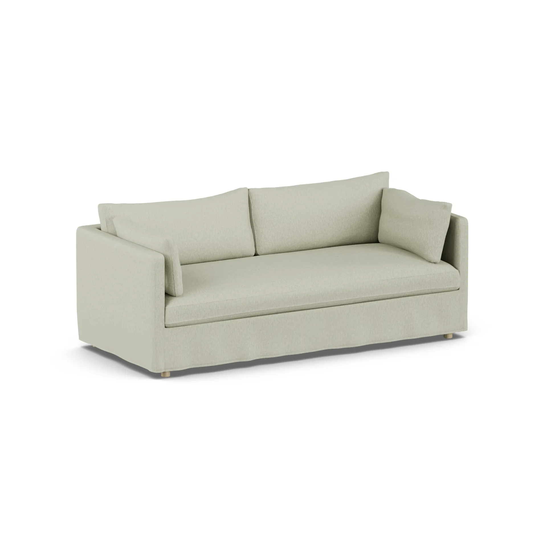 Linnevik καναπές, Luiza Beige 3981-Λευκή λαδωμένη δρυς, 3 θέσεων, με φούστα 1898