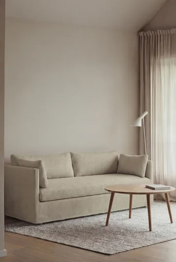 Linnevik καναπές - Luiza Beige 3981-Λευκή λαδωμένη δρυς, 3 θέσεων, με φούστα - 1898