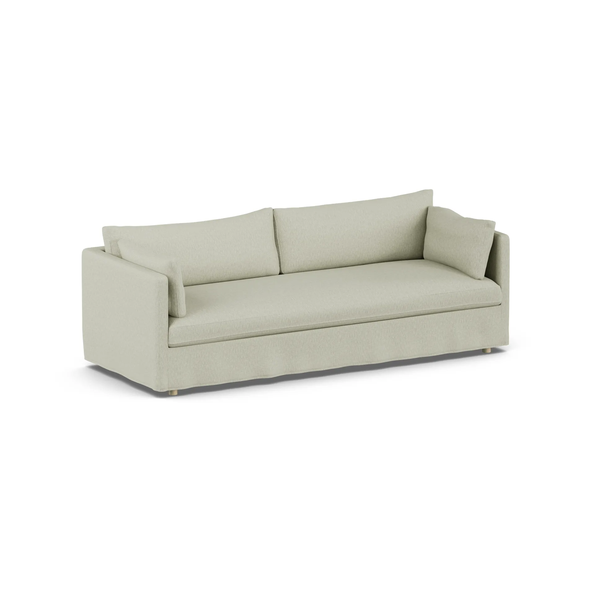 Linnevik καναπές, Luiza beige 3981-Λευκή λαδωμένη δρυς, 4 θέσεων, με φούστα 1898