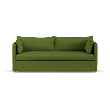 Linnevik καναπές - Luiza green 3975-Λευκή λαδωμένη δρυς, 3 θέσεων, με φούστα - 1898
