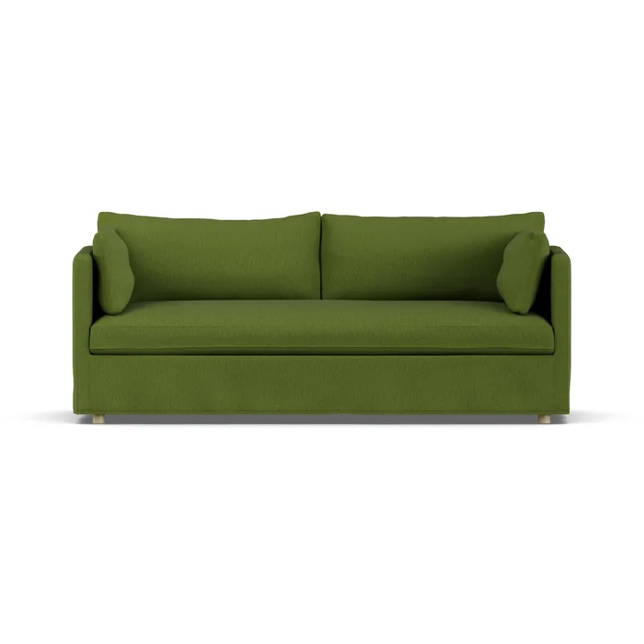 Linnevik καναπές - Luiza green 3975-Λευκή λαδωμένη δρυς, 3 θέσεων, με φούστα - 1898
