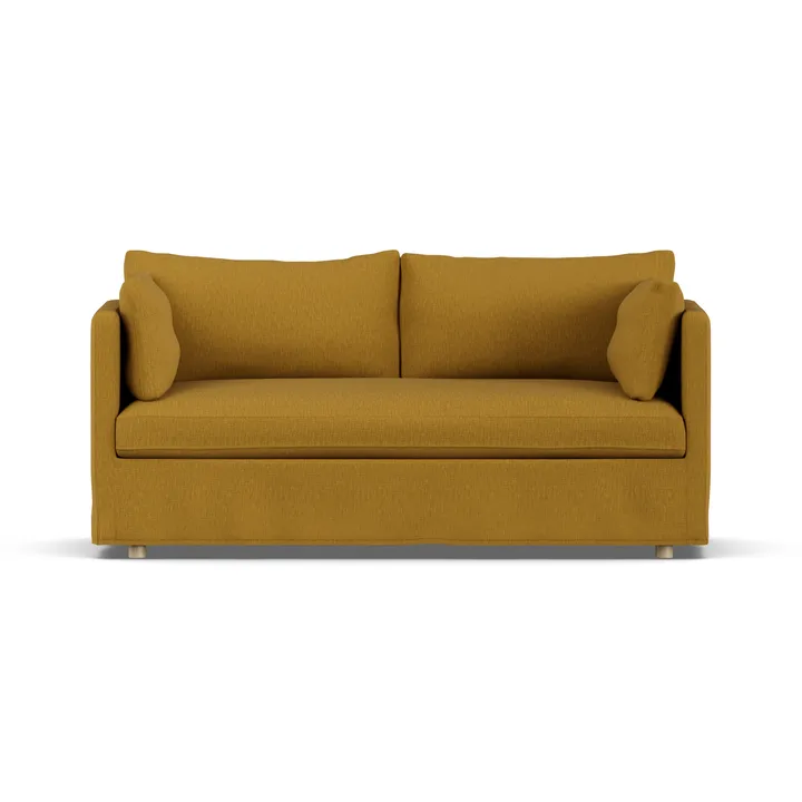 Linnevik καναπές - Luiza Mustard 3972-Λευκή λαδωμένη δρυς, 2 θέσεων, με φούστα - 1898
