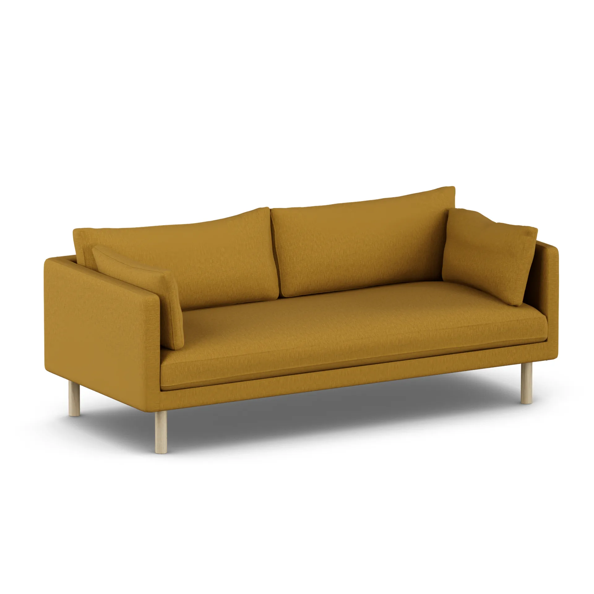 Linnevik καναπές, Luiza Mustard 3972-Λευκή λαδωμένη δρυς, 3 θέσεων, χωρίς φούστα 1898